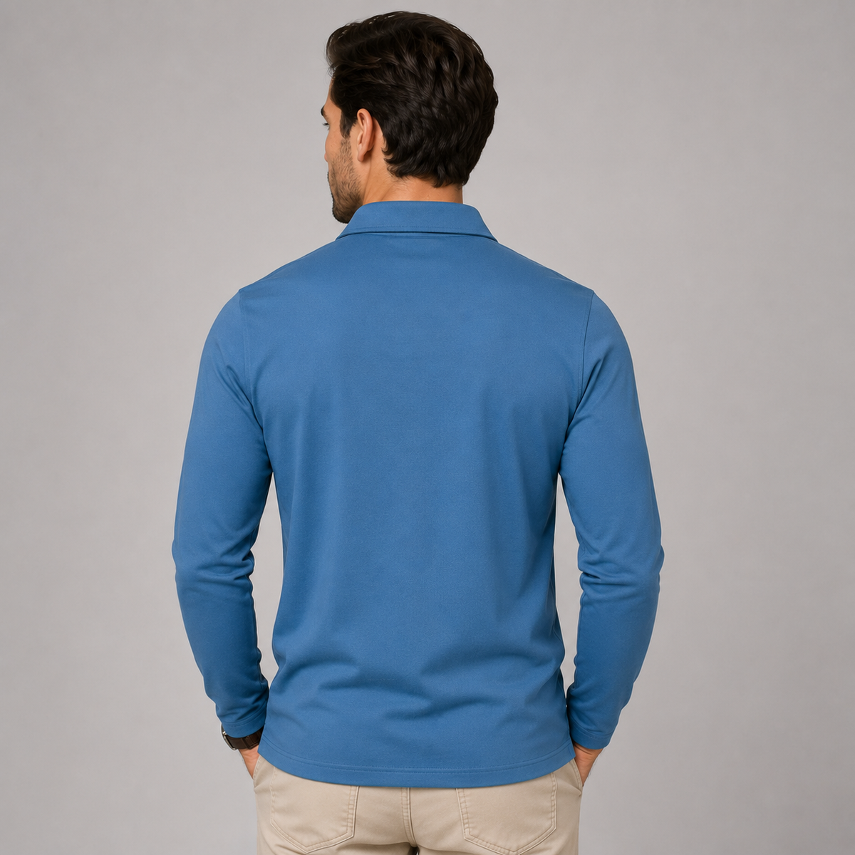 Langærmet Poloshirt til Mænd med Klassisk Krave