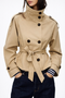 Beige double-breasted trench coat for women