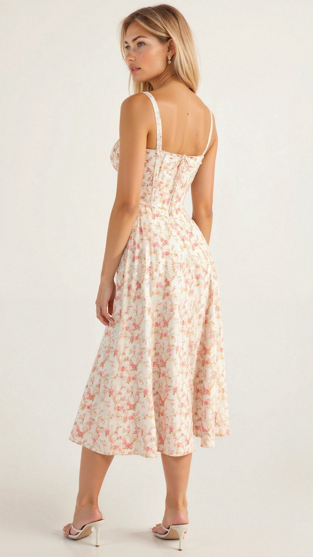 Dame Blomstret Midikjole uden Ærmer