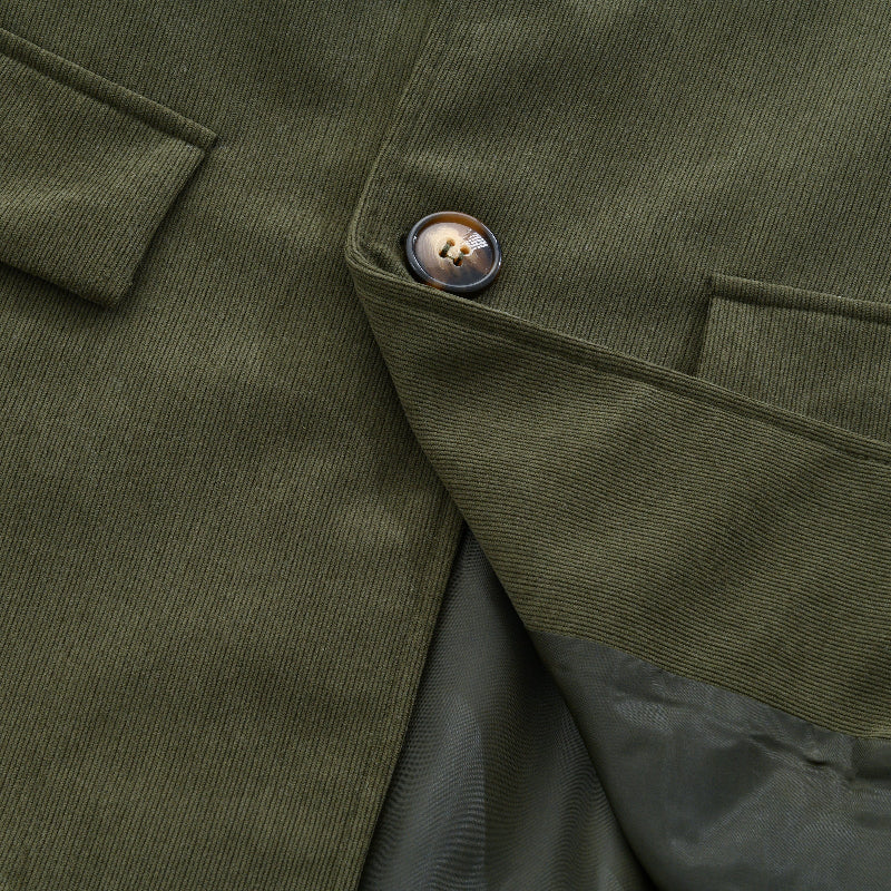 Férfi vintage bársony kabát | Álló gallér, egysoros gombolás és slim fit
