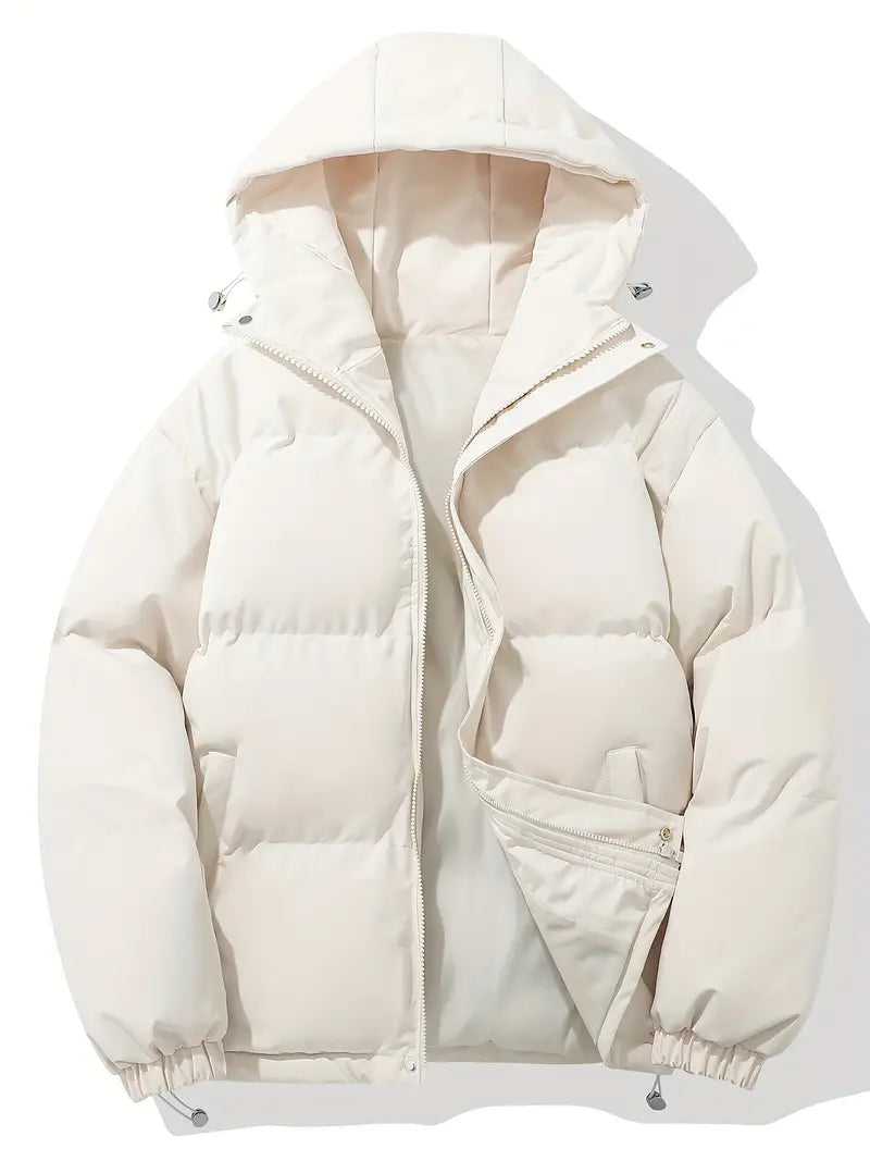 NOUVEAU RICHE Kapuzenjacke Klassisches Design Warme Winterjacke Winter Beige Weiß