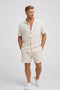 Conjunto para hombres – Camisa y shorts a juego con cuello cubano | Verano