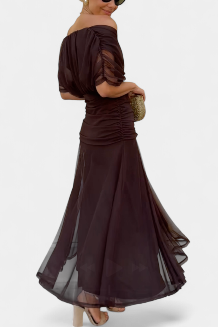 Kvinders Bryllupsgæst Elegant Off-Shoulder Aftenkjole