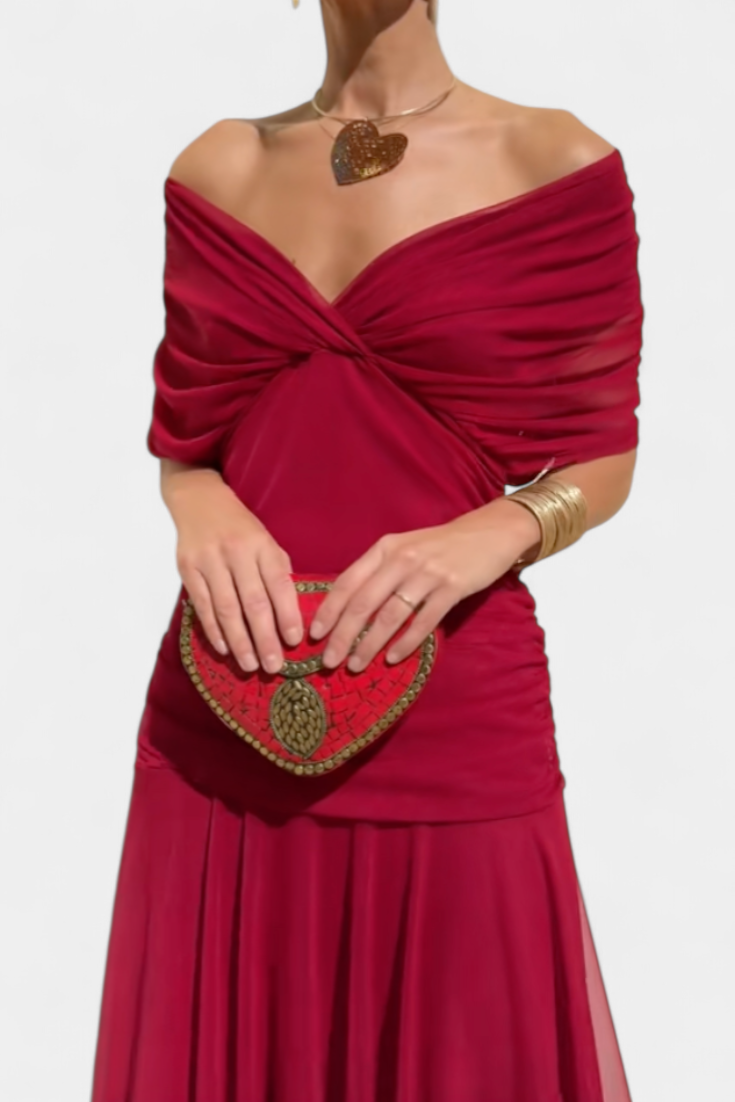 Kvinders Bryllupsgæst Elegant Off-Shoulder Aftenkjole