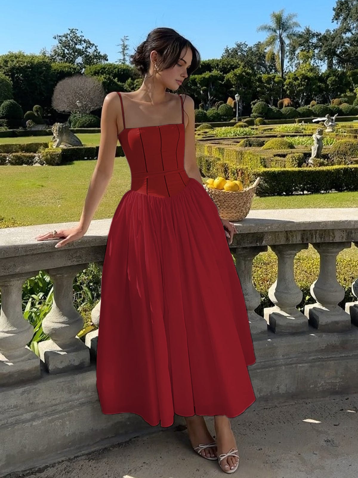 Women’s Wedding Guest Elegant Corset Midi Dress