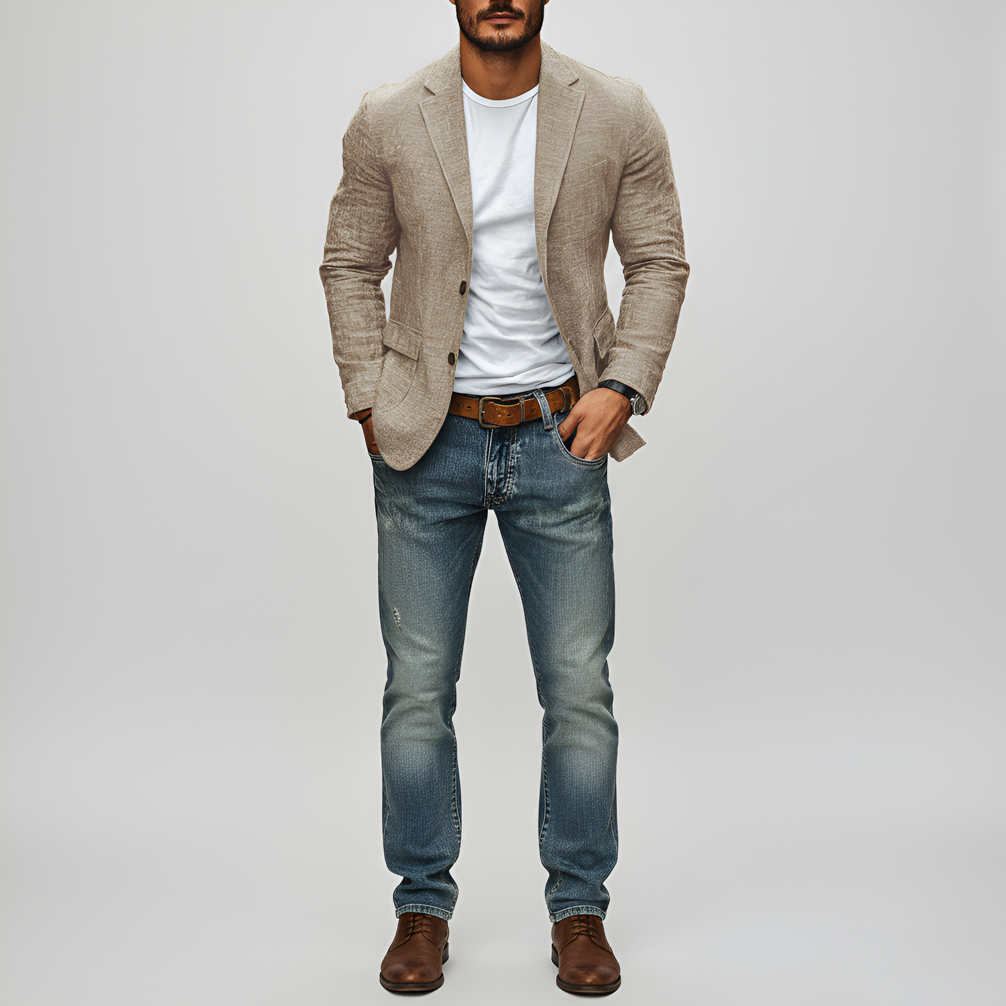 Blazer homme Bellivaro en mélange de lin avec coupe classique