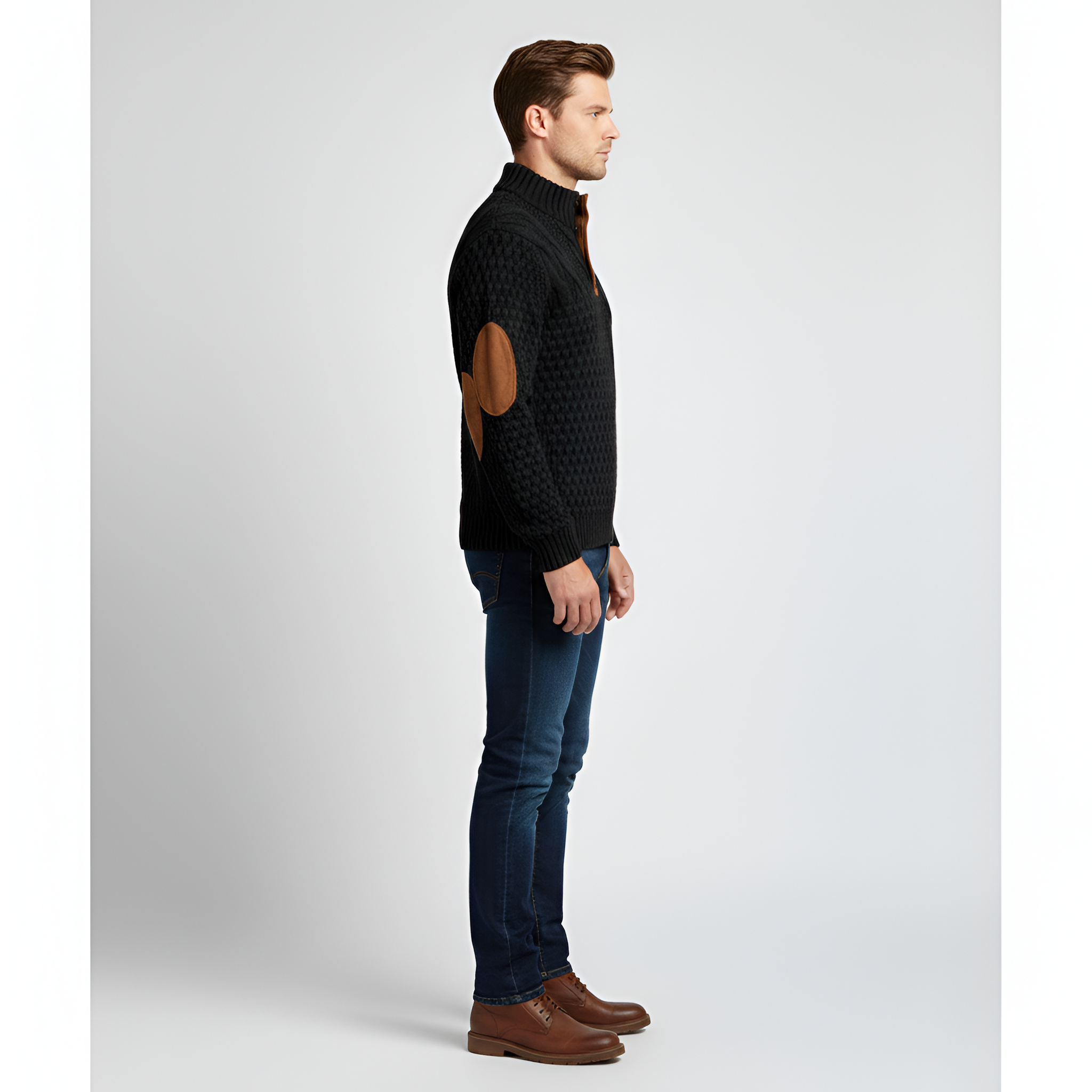 Jersey de punto para hombre Bellivaro en lana con cuello de botones, punto de cable, corte clásico