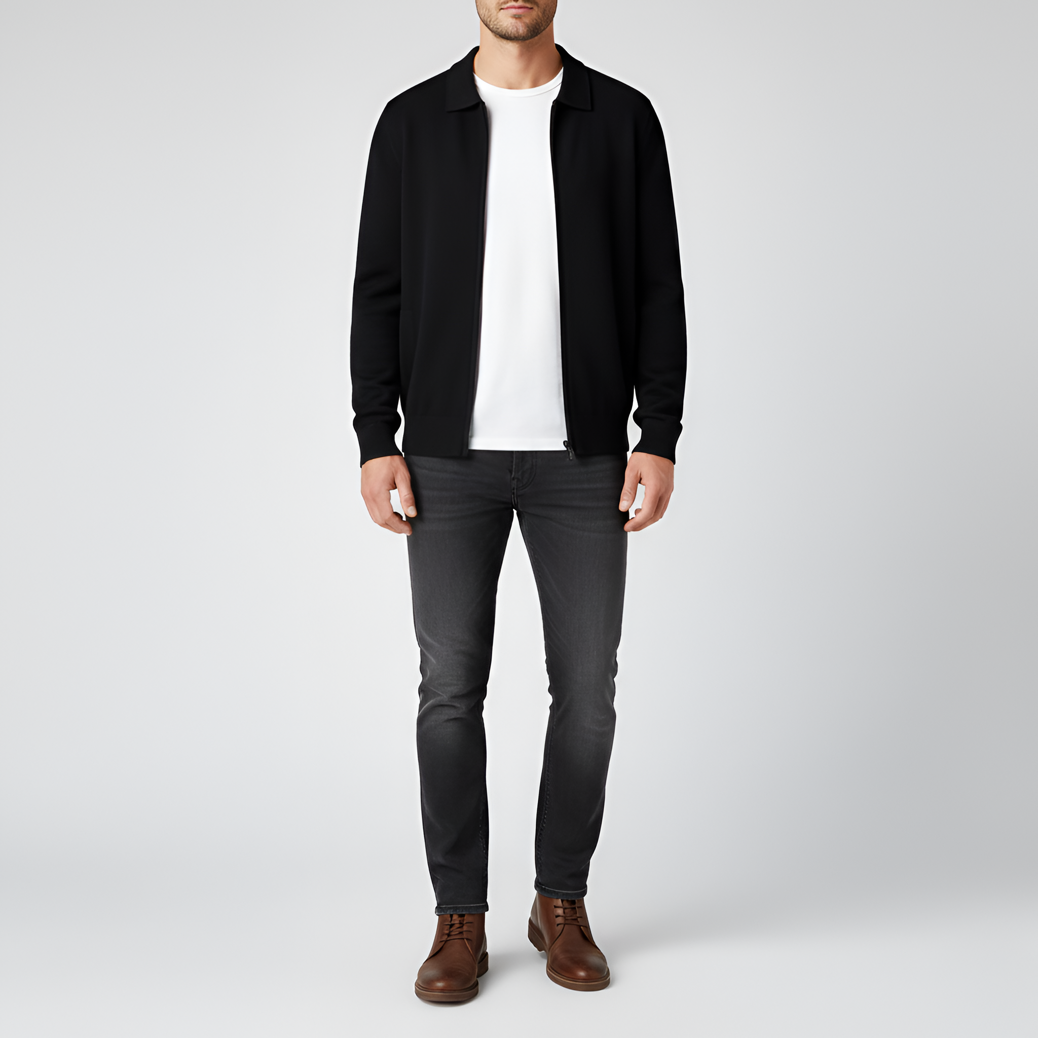 Cardigan con zip da uomo Bellivaro in maglia, vestibilità classica