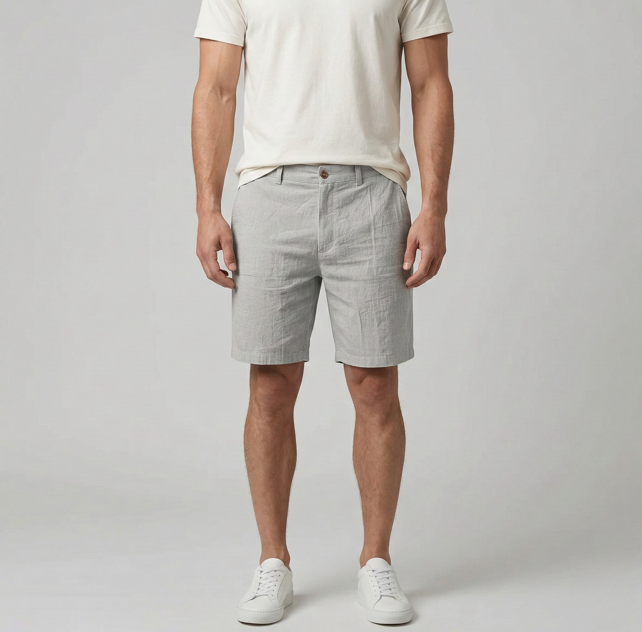 Herre hør shorts med lommer – Sommer shorts i hørblanding