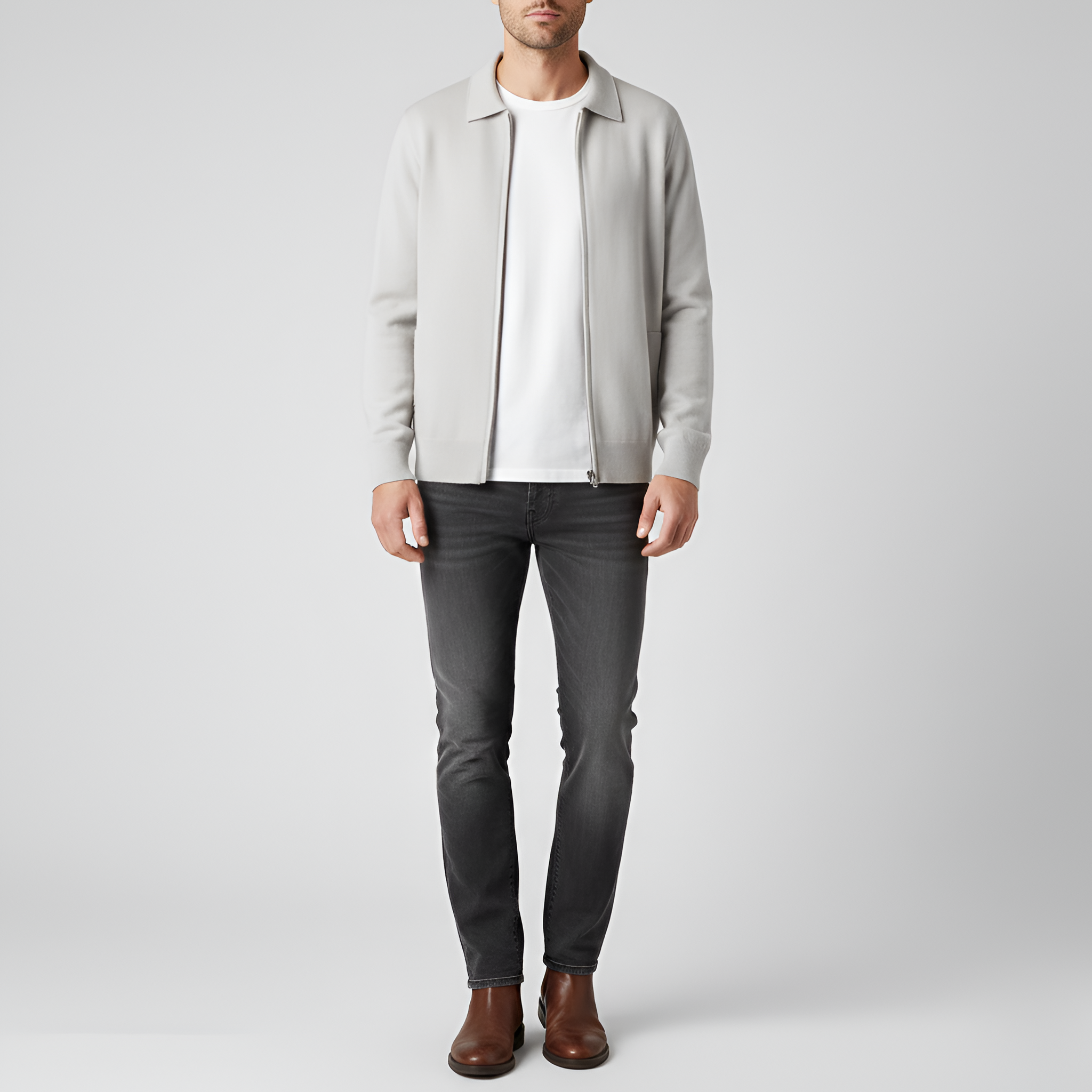 Bellivaro pánsky pletený sveter so zipsom kardigán klasický strih