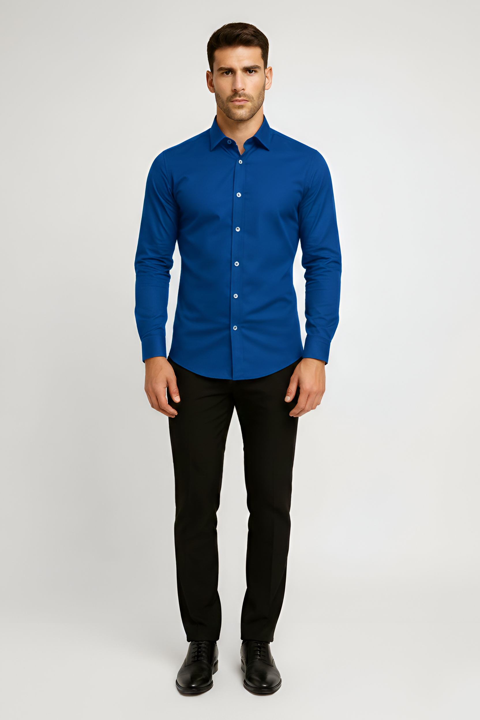 Férfi ing hosszú ujjakkal és karcsúsított szabással, pamutból