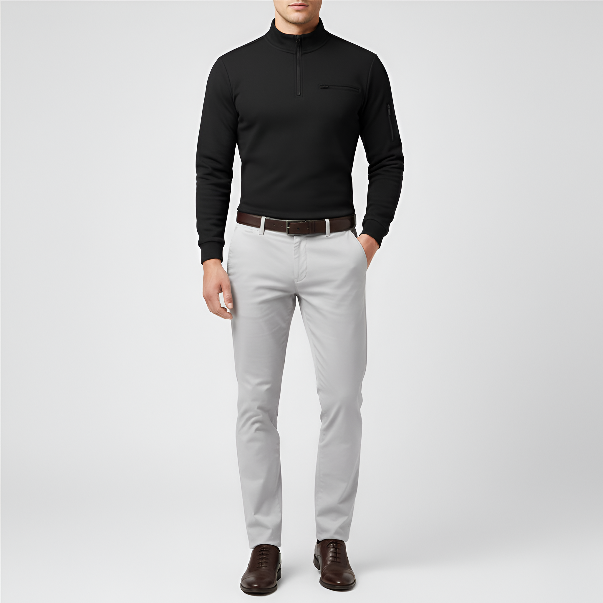 Bellivaro ανδρικό πουλόβερ με μισό φερμουάρ μακρυμάνικο