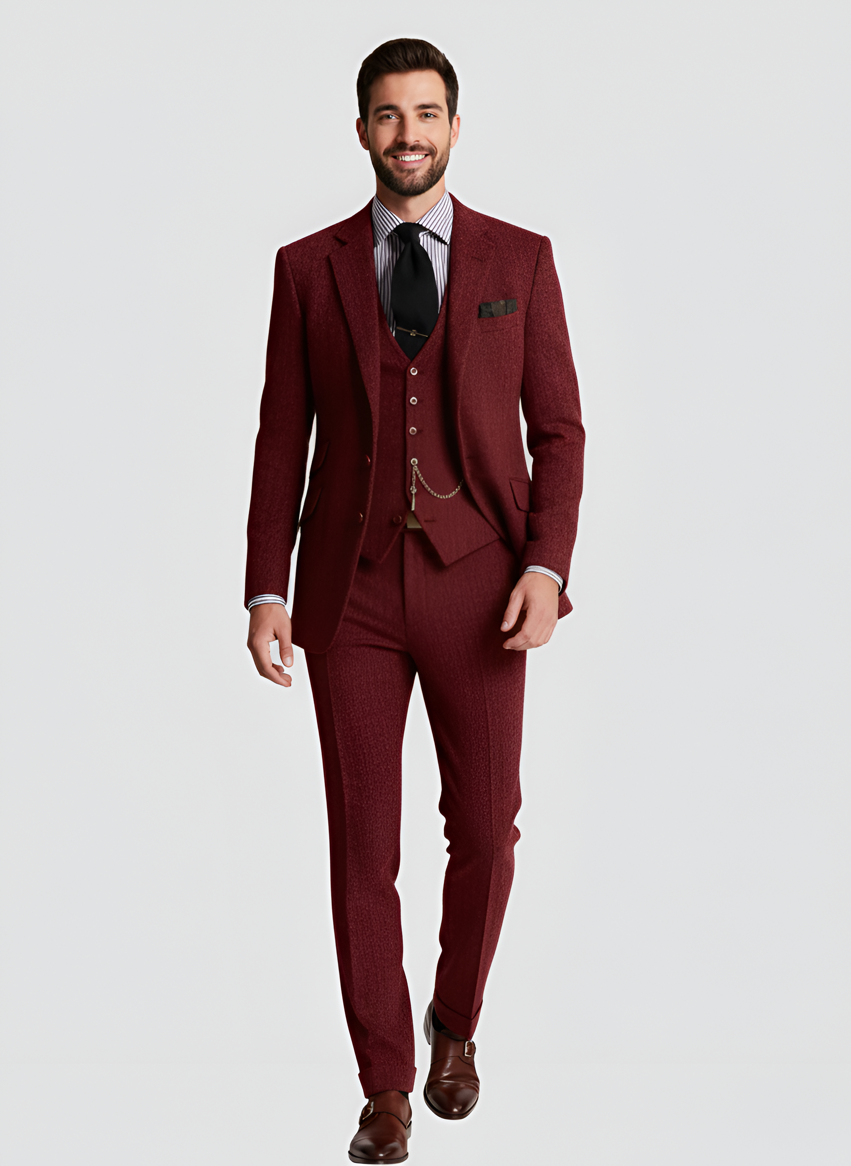 Ανδρικό τριπλό κοστούμι Bellivaro από μαλλί με σακάκι, γιλέκο και παντελόνι