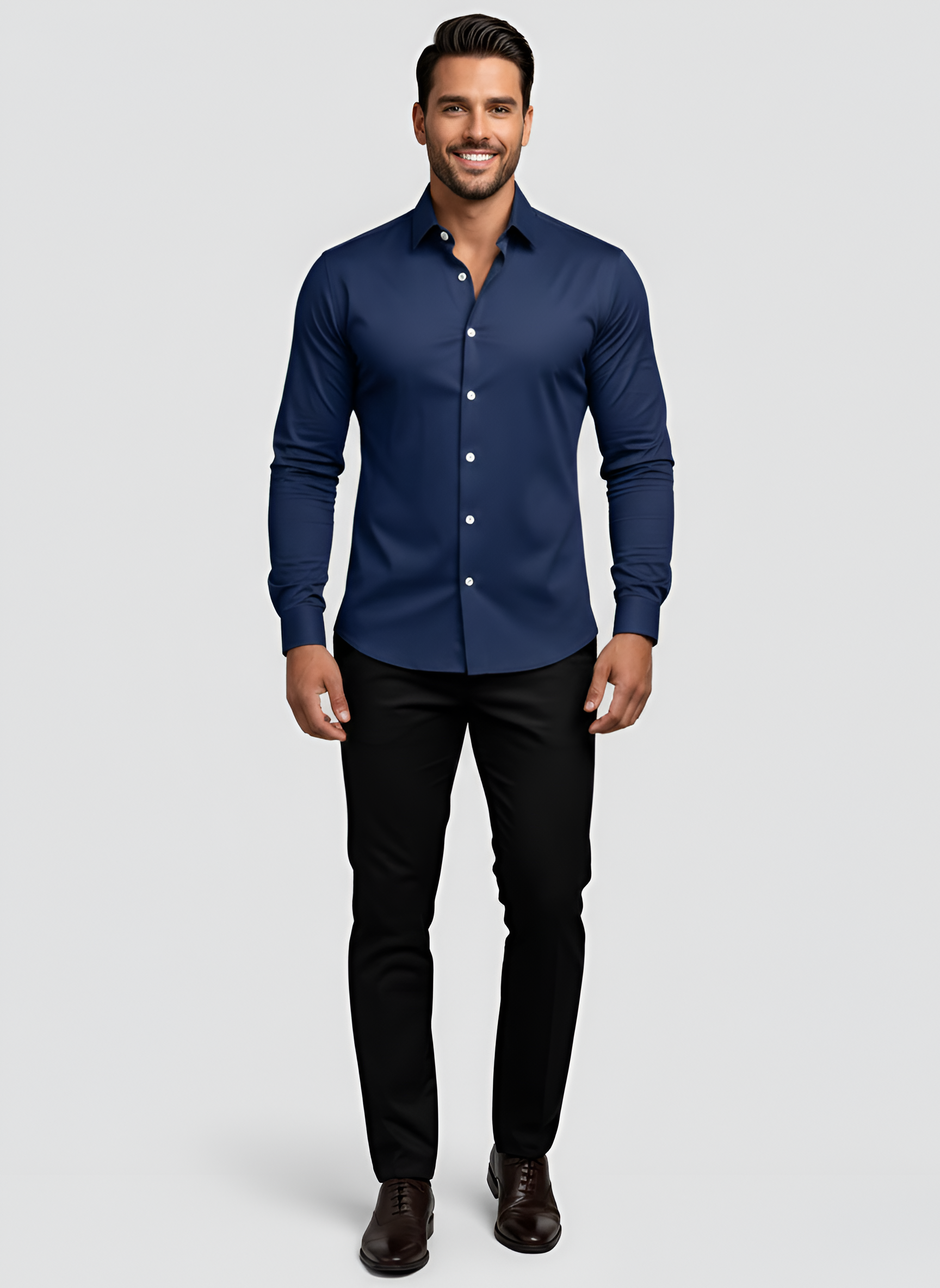 Bellivaro Herre Skjorte Slim Fit Stretch Business Casual Langærmet