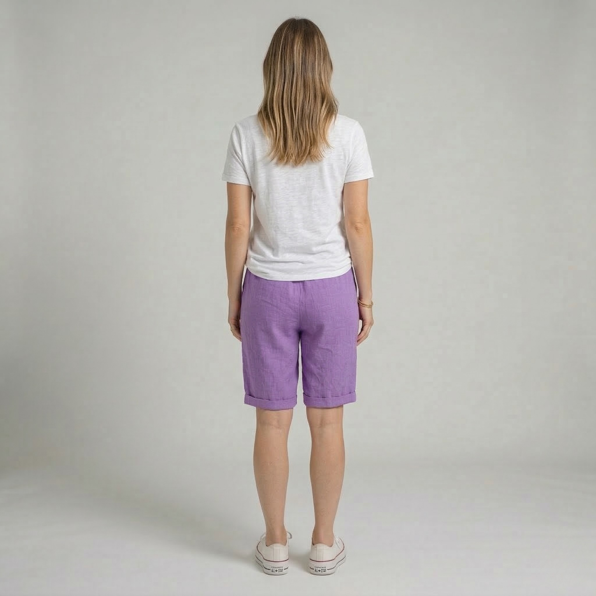 Calções Dame Hør com Cintura Elástica Calções de Verão para Lazer e Férias