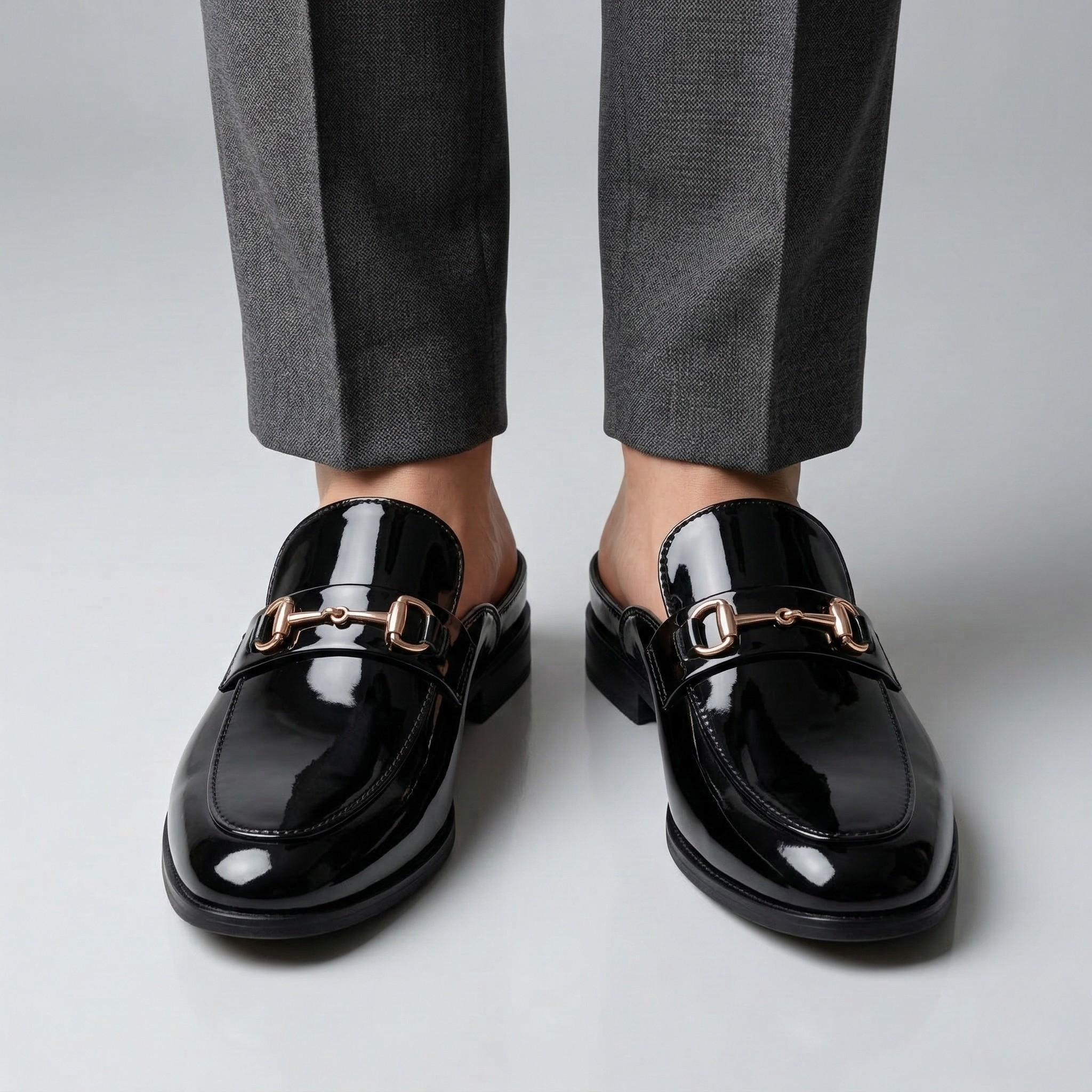 Herre loafers i læder med metalspænde elegante slip-on sko til mænd