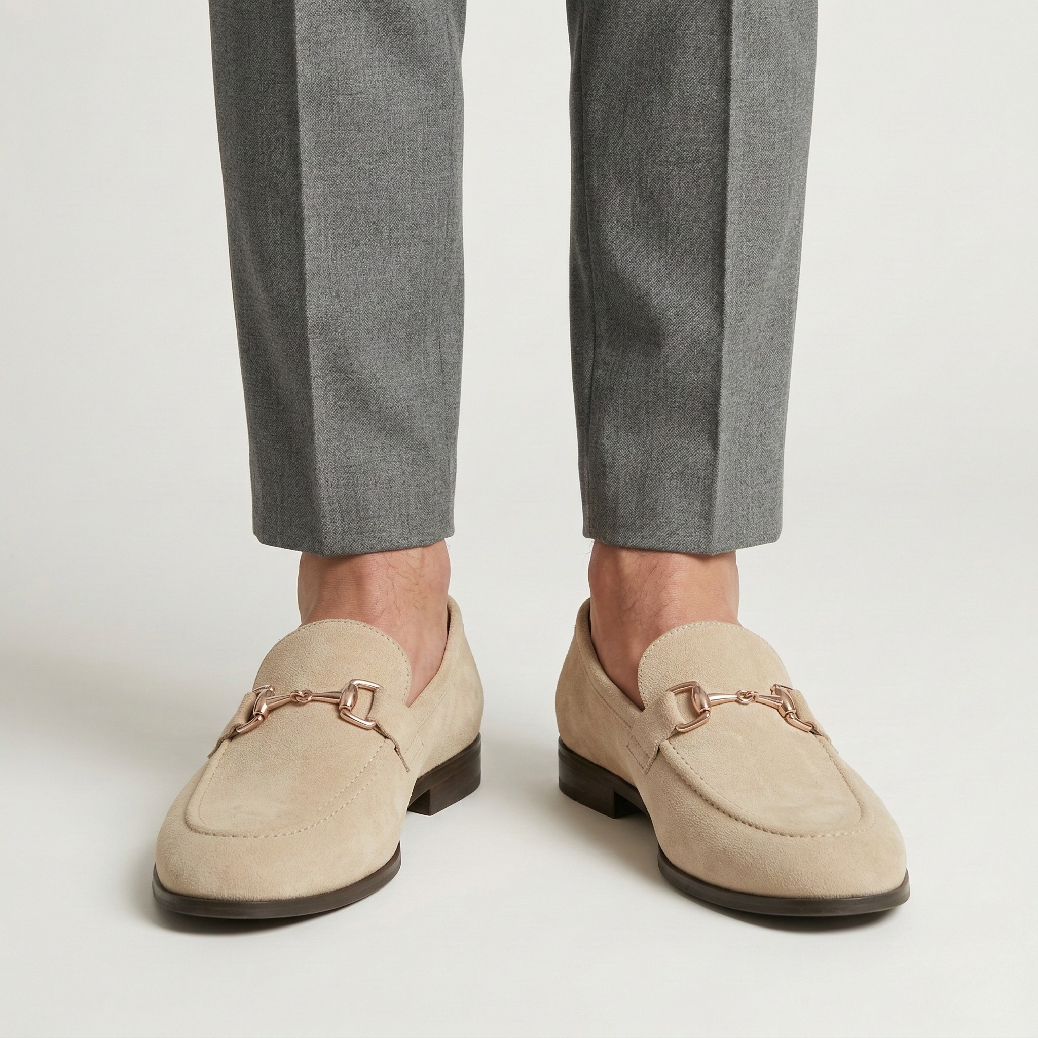 Herre loafers i ruskind med metalspænde elegante slip-on sko til mænd