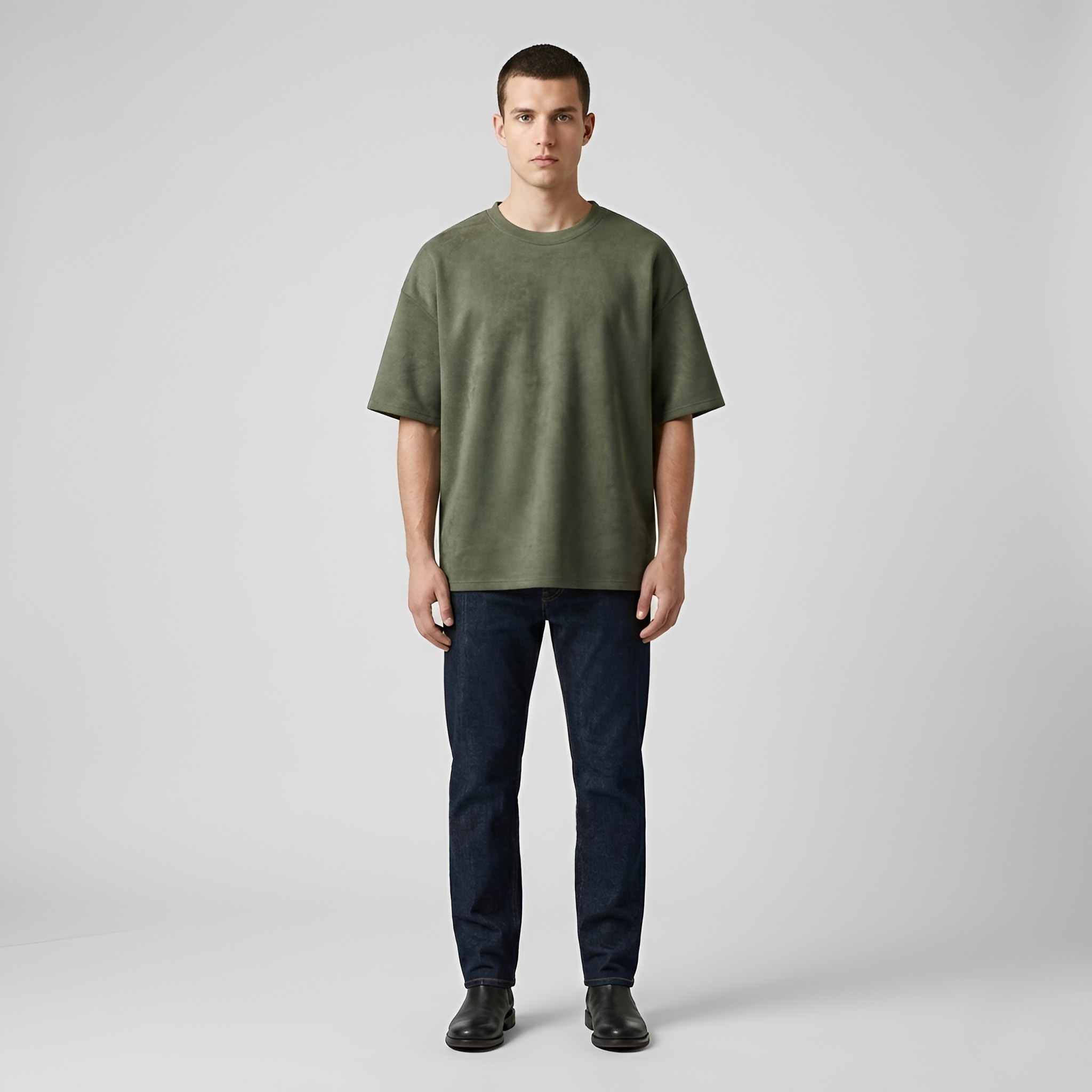 Camiseta básica de algodón para hombre, de manga corta, con cuello redondo y ajuste relajado