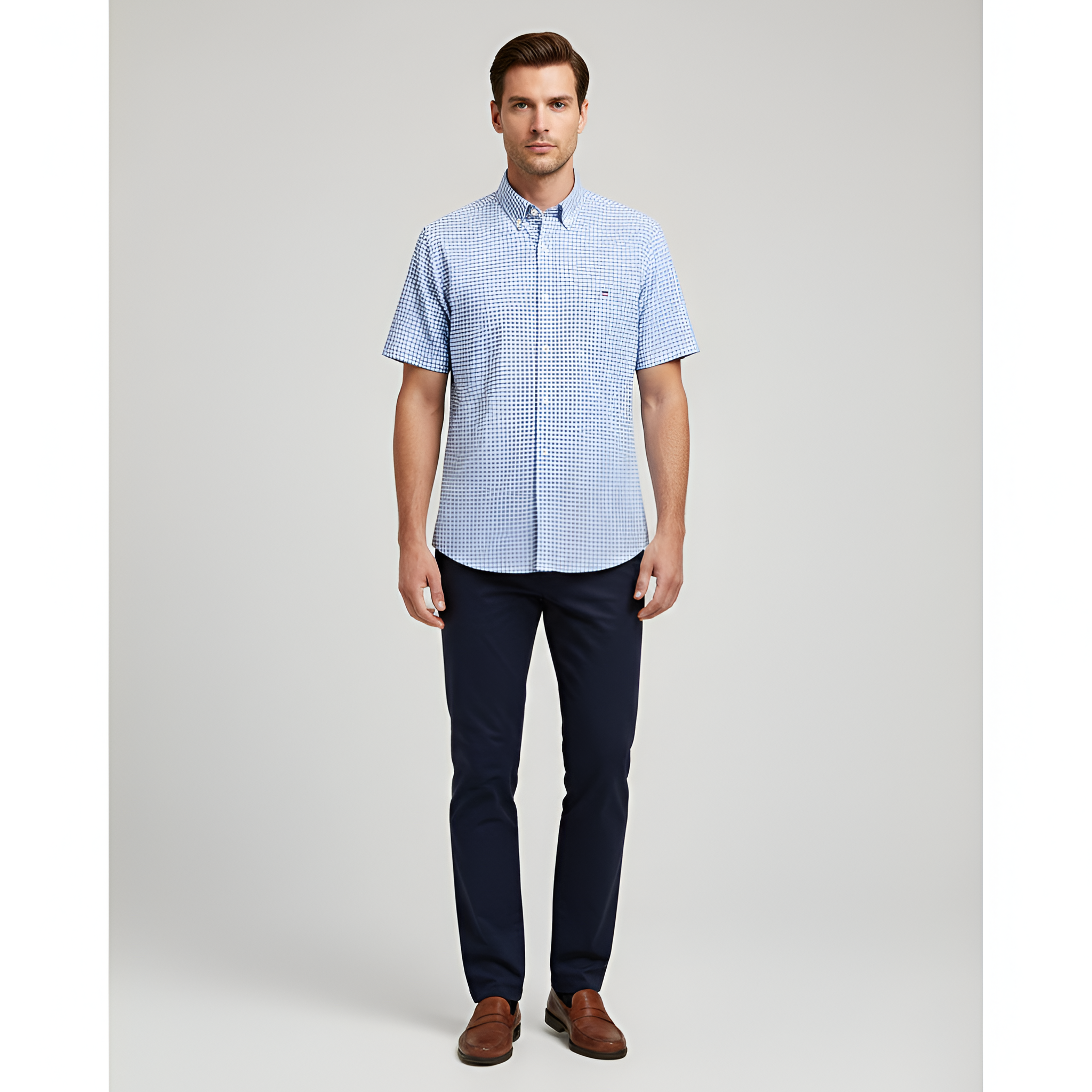 Chemise homme Bellivaro à manches courtes en coton avec fermeture à boutons et col classique