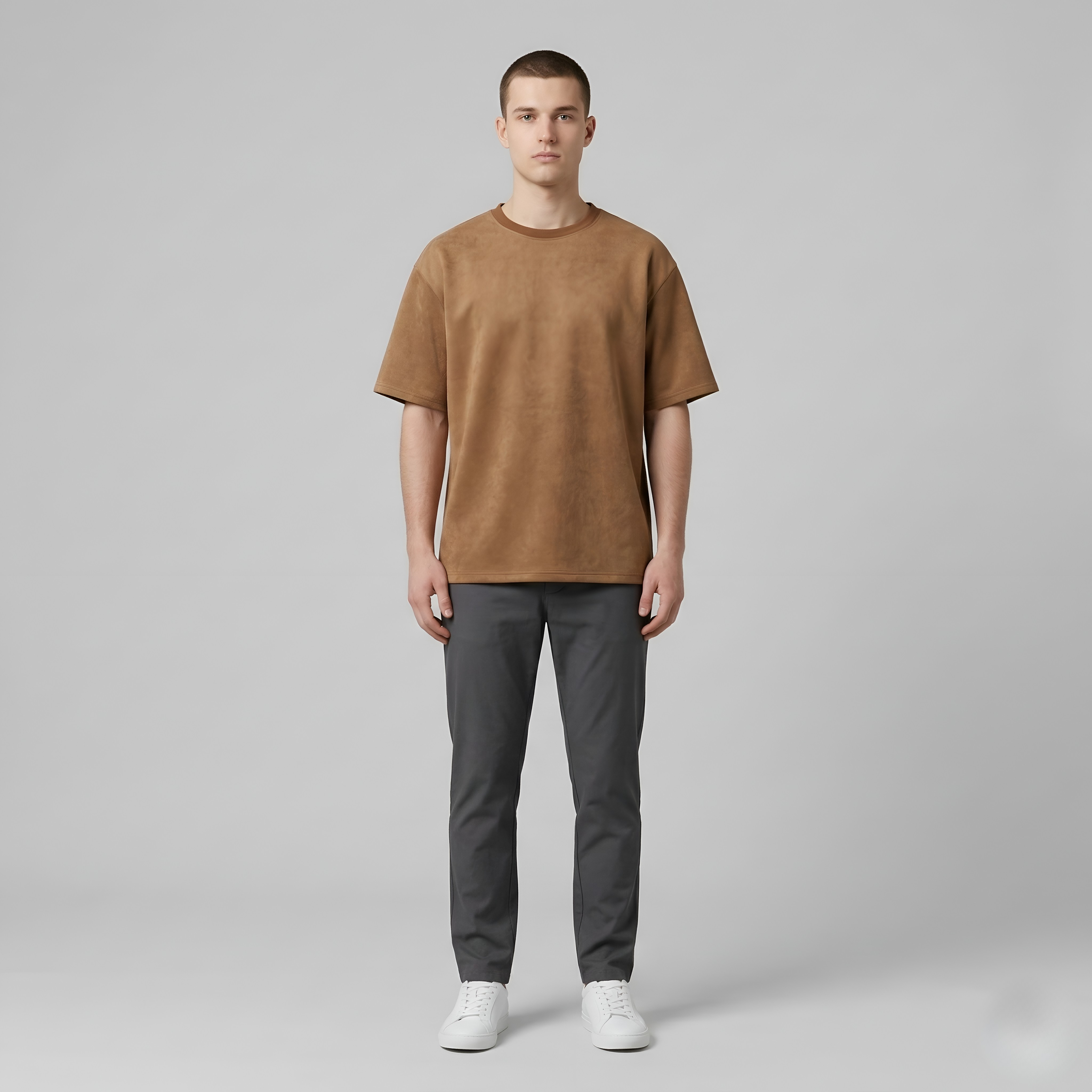 Herre T-shirt i bomuld kortærmet basic T-shirt med rund hals afslappet pasform