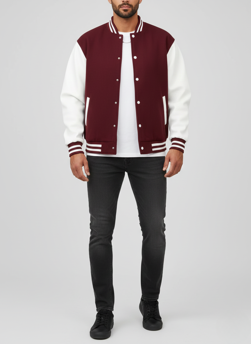 Chaqueta bomber varsity para hombre Bellivaro con botones a presión y corte clásico