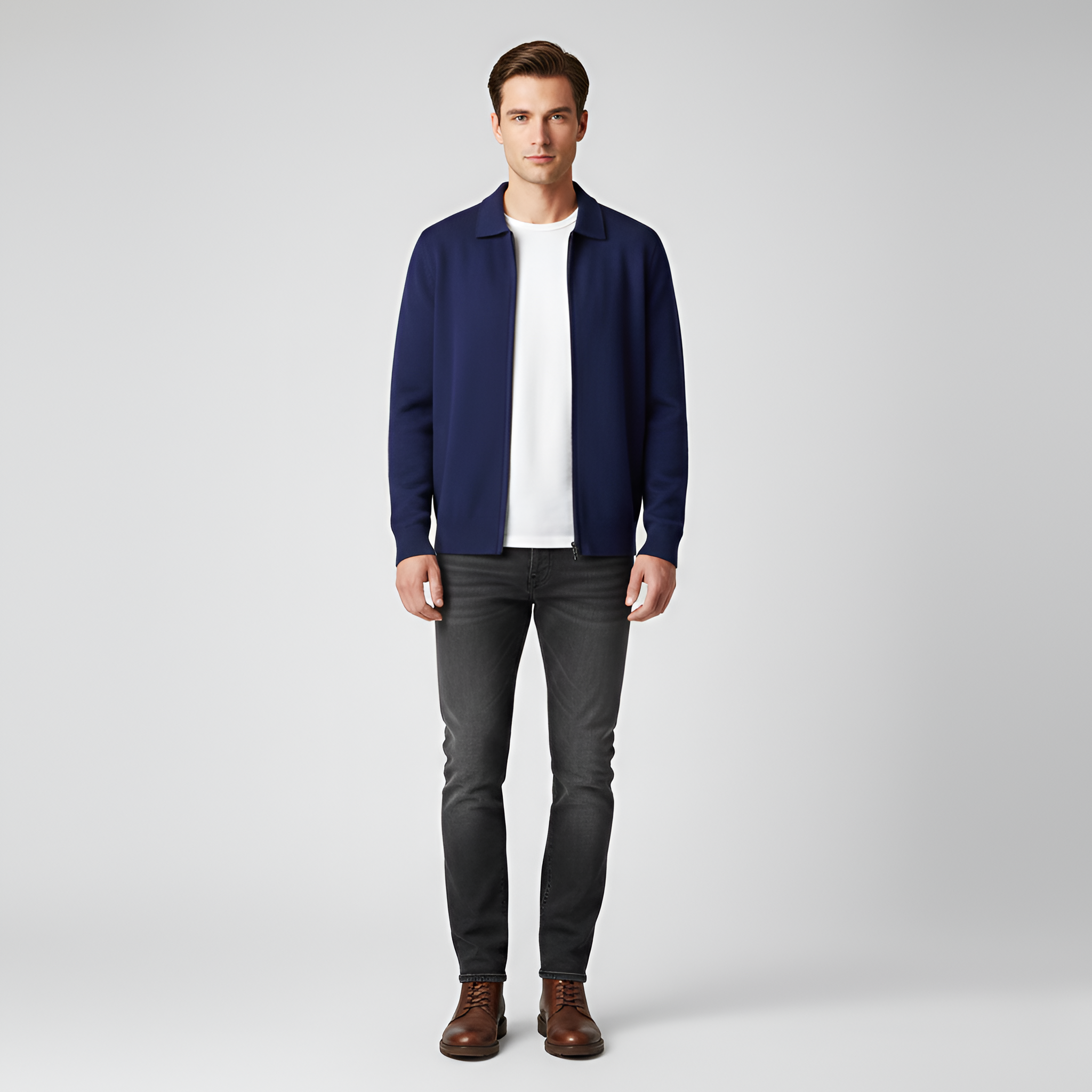 Bellivaro pánsky pletený sveter so zipsom kardigán klasický strih