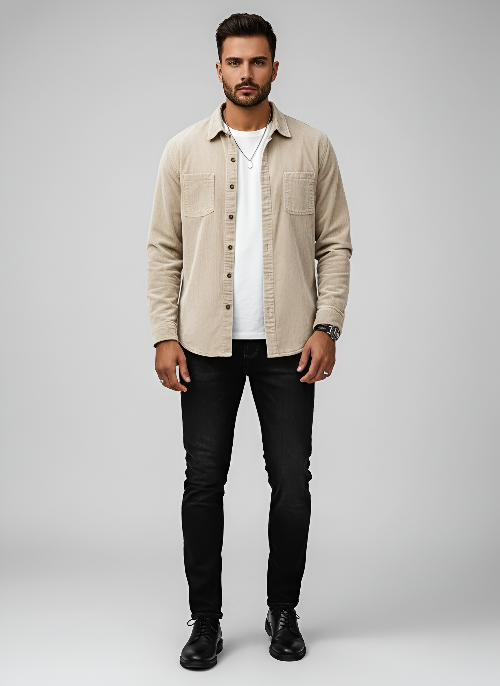 Bellivaro ανδρικό πουκάμισο κορντόρι από βαμβάκι casual με μακριά μανίκια
