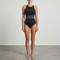 Costume da bagno sportivo da donna con collo alto, costume da bagno per spiaggia e piscina