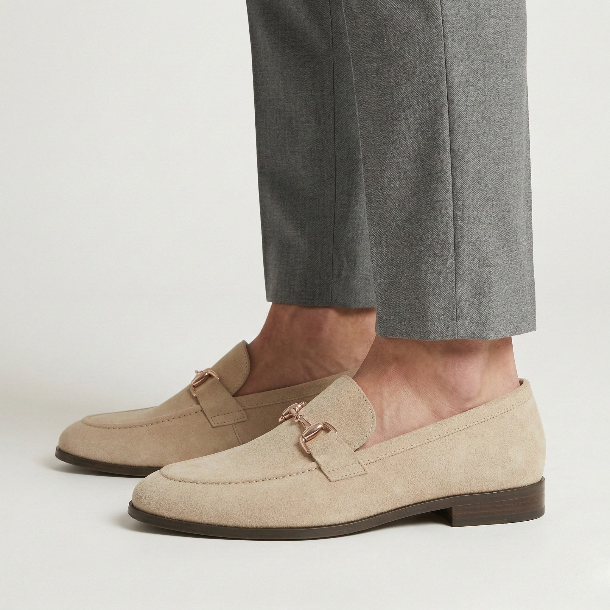 Herre loafers i ruskind med metalspænde elegante slip-on sko til mænd