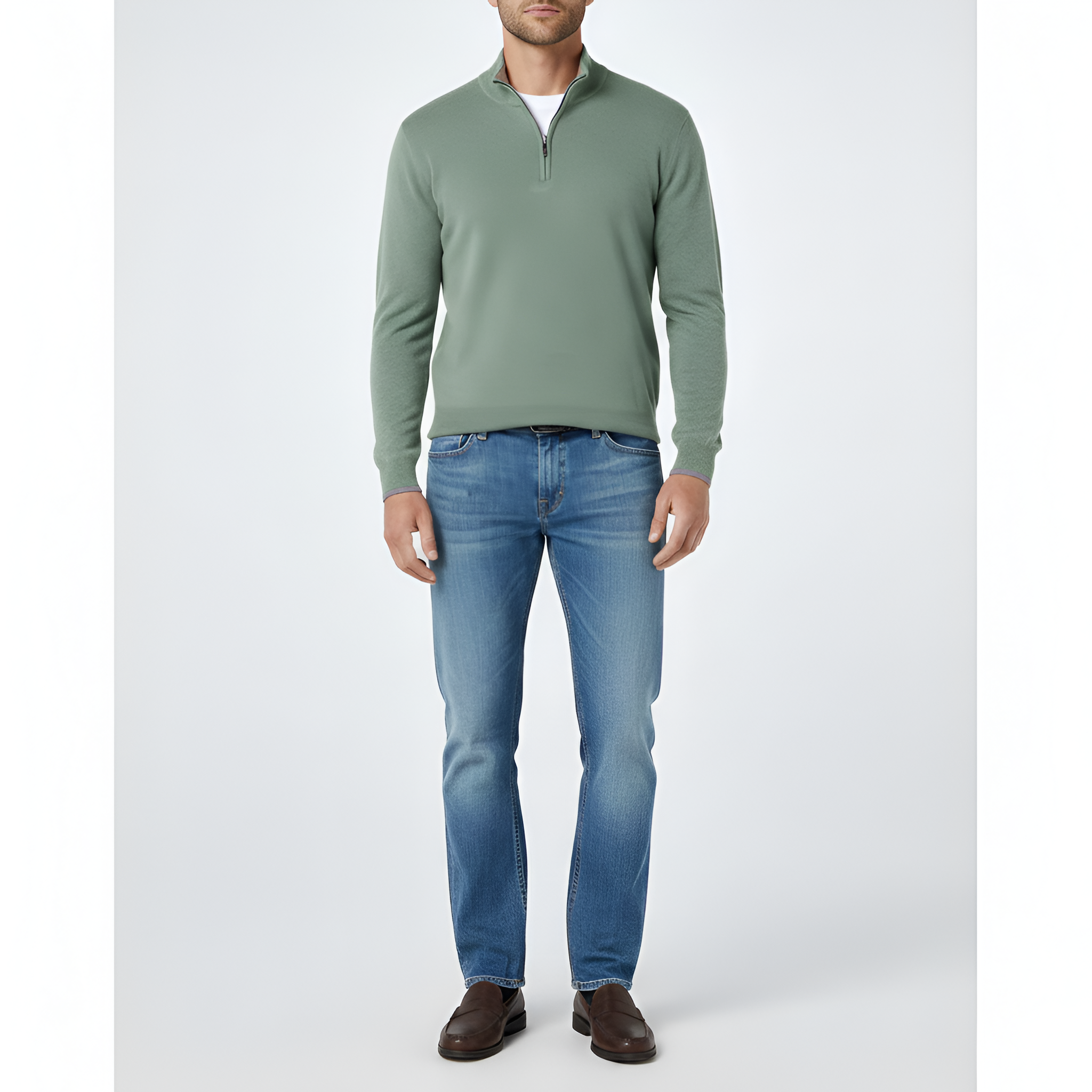 Jersey de punto para hombre Bellivaro con media cremallera, manga larga, ajuste clásico