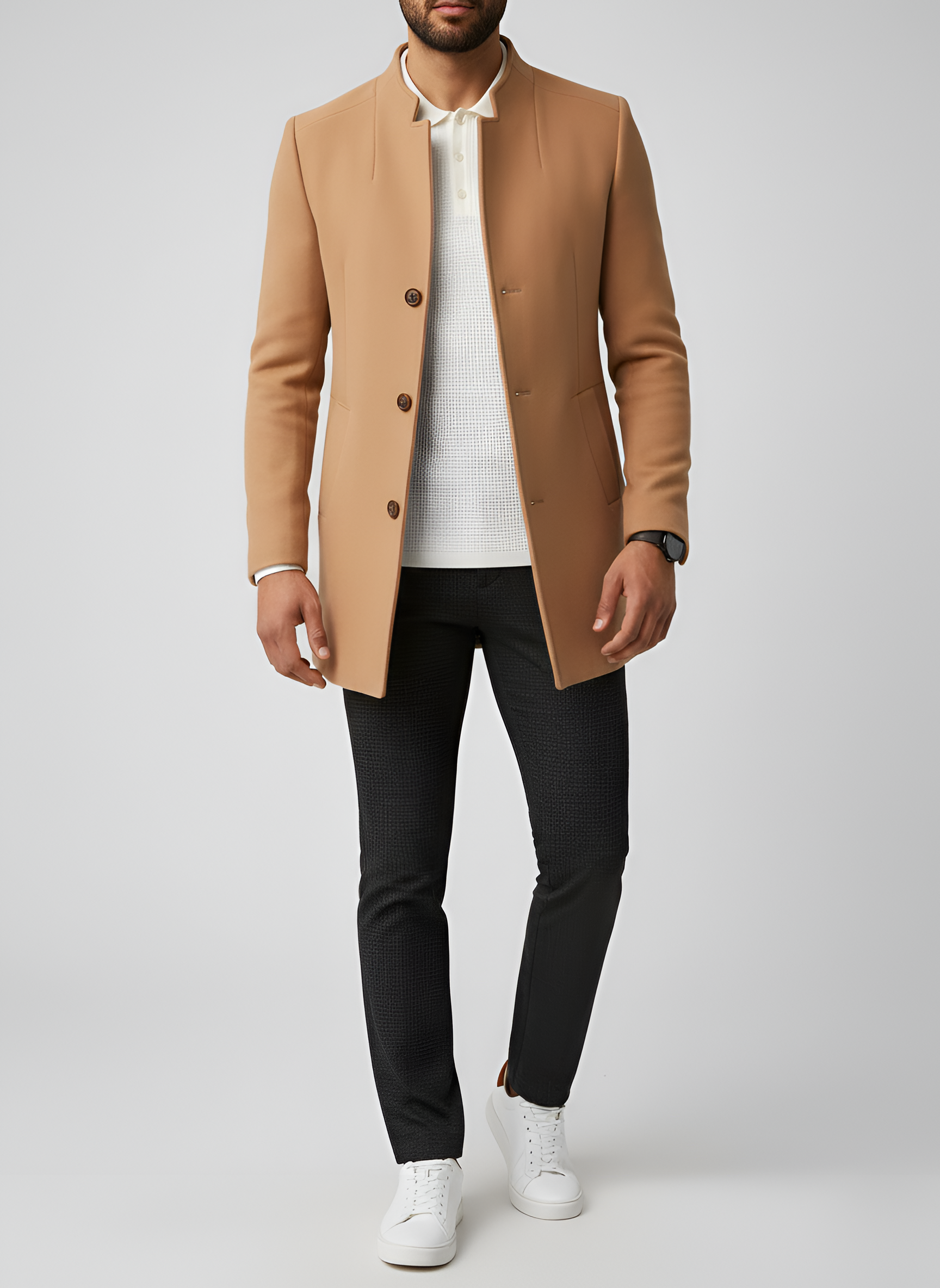 Bellivaro férfi blézer álló gallérral gyapjúkeverékből