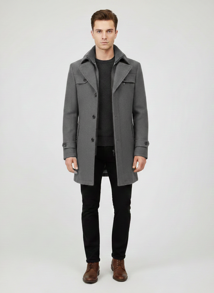 Ανδρικό μάλλινο παλτό Bellivaro με κλασική εφαρμογή