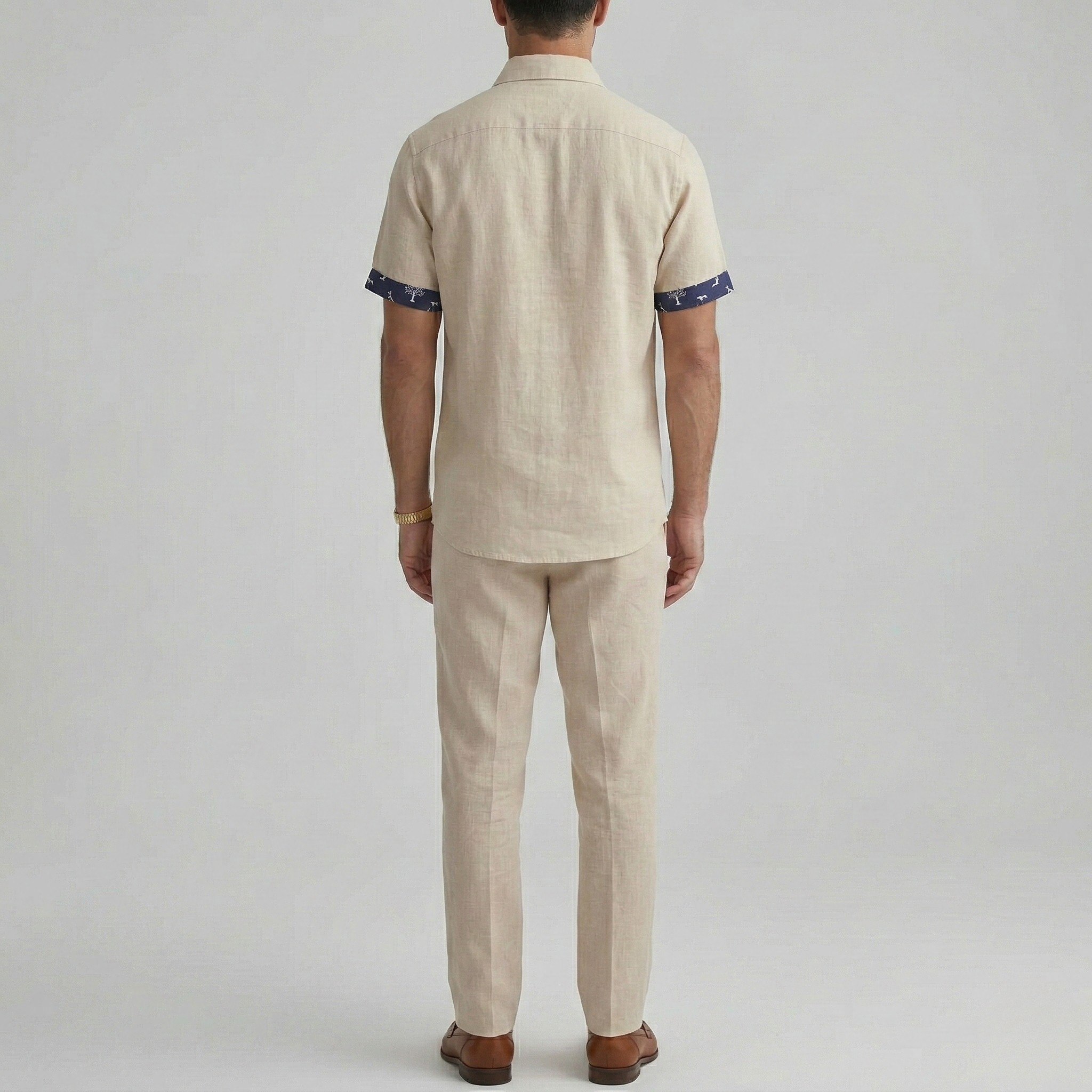 Herreskjorte kortærmet med knaplukning og brystlomme casual fit