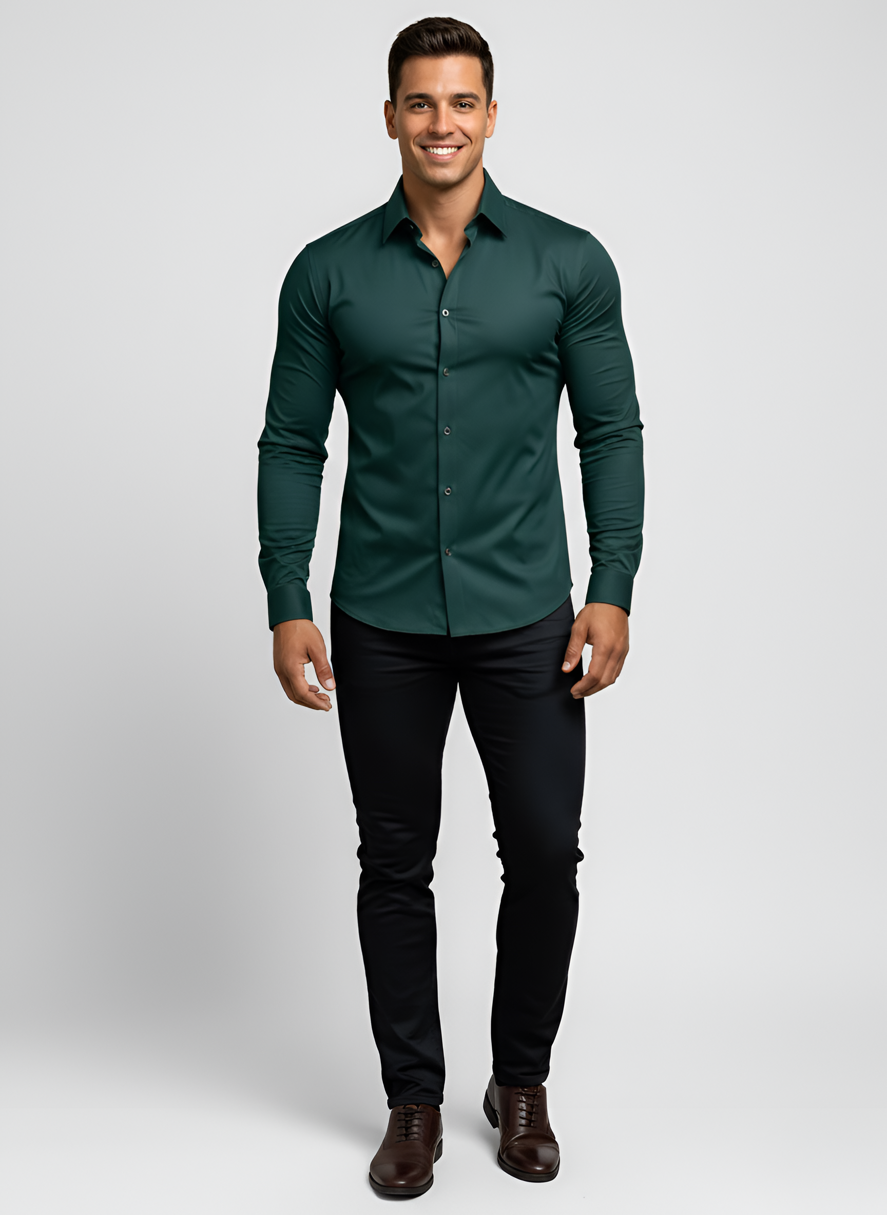 Bellivaro Herre Skjorte Slim Fit Stretch Business Casual Langærmet