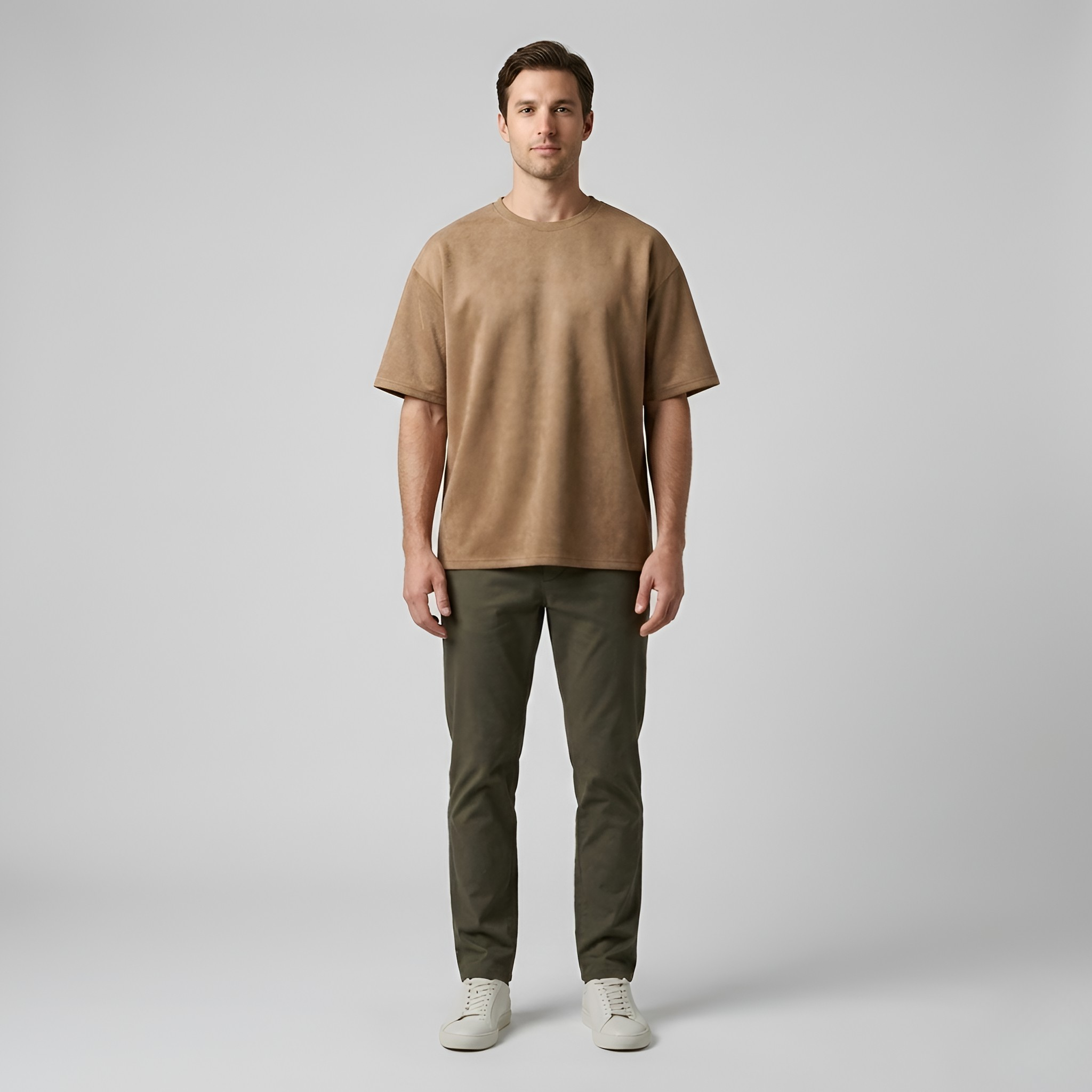 Herre T-shirt i bomuld kortærmet basic T-shirt med rund hals afslappet pasform