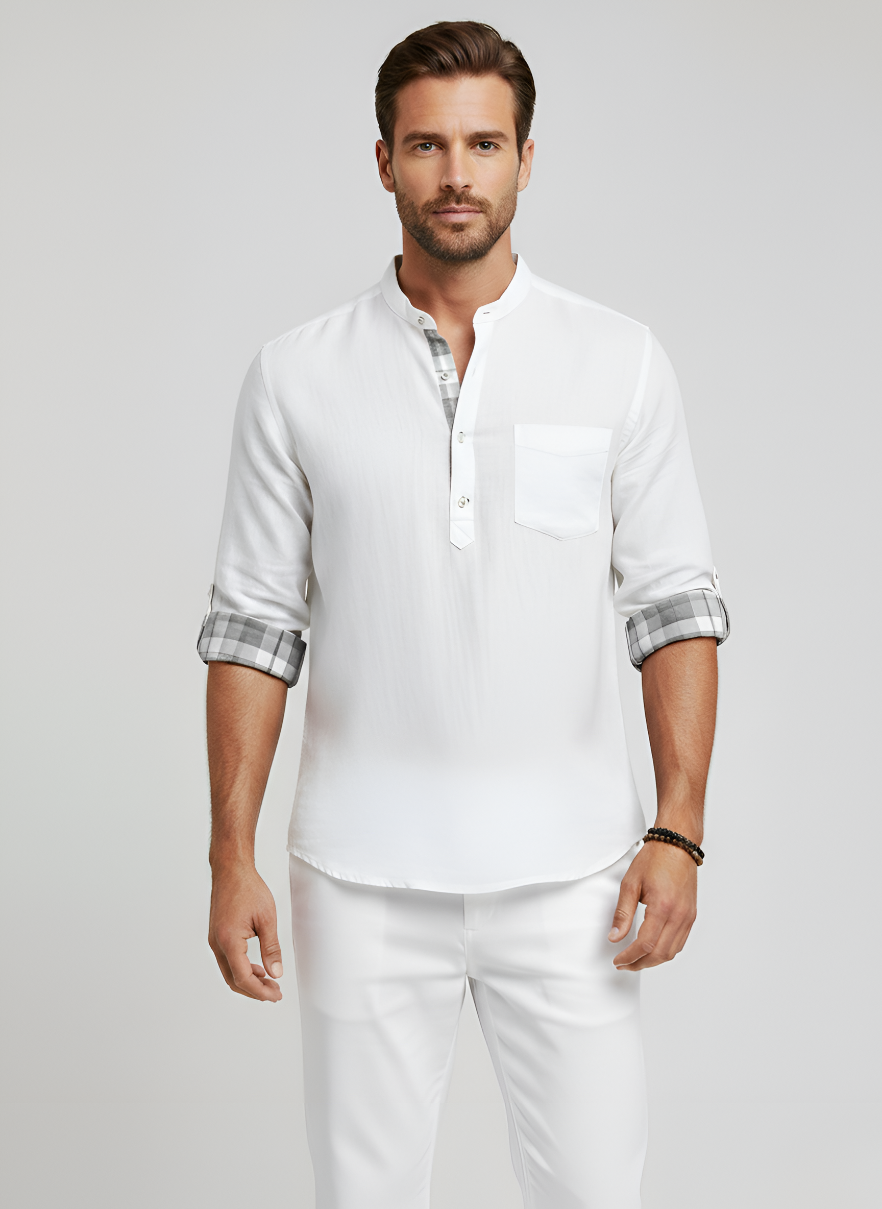 Chemise homme à manches courtes en coton avec fermeture à boutons et poche poitrine