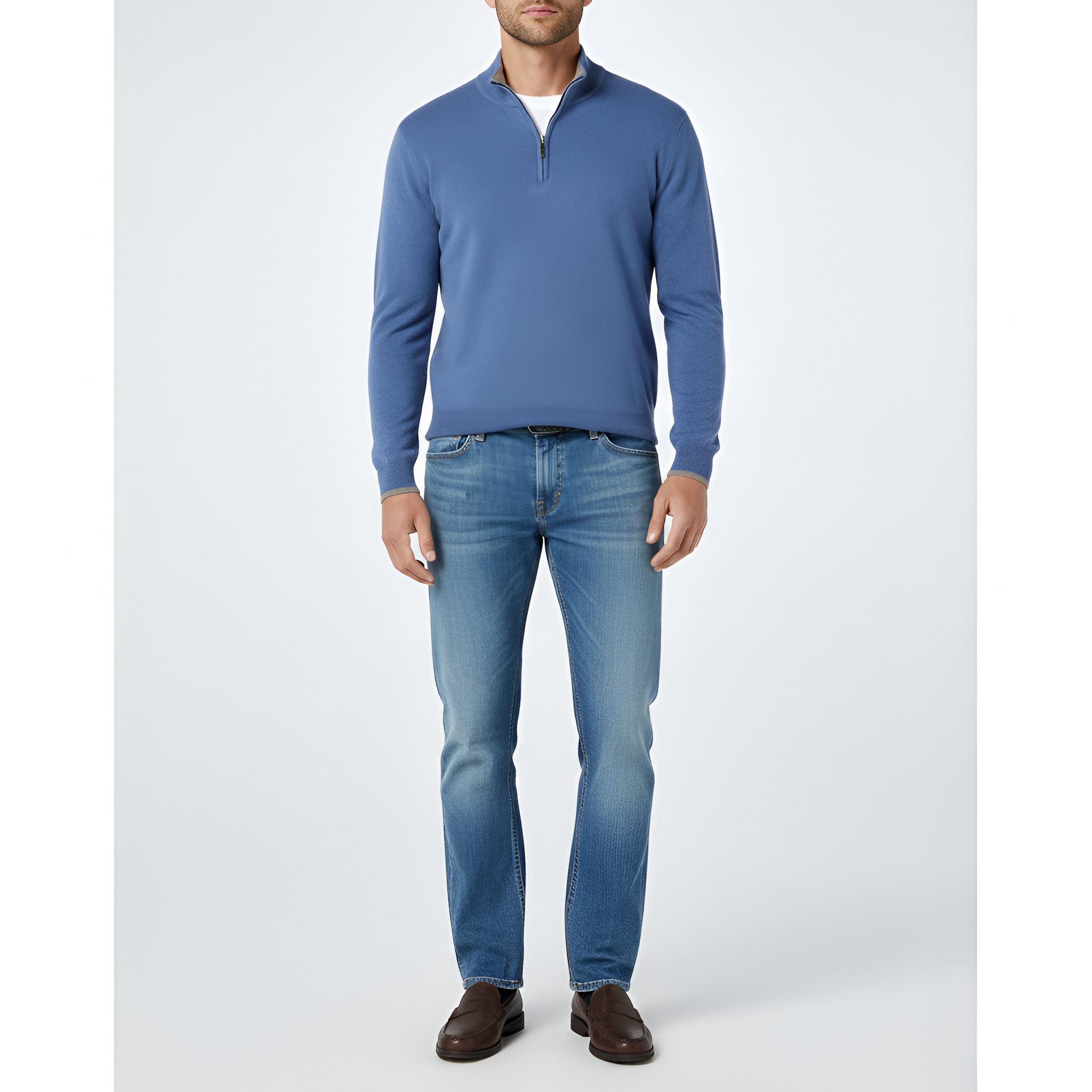 Jersey de punto para hombre Bellivaro con media cremallera, manga larga, ajuste clásico