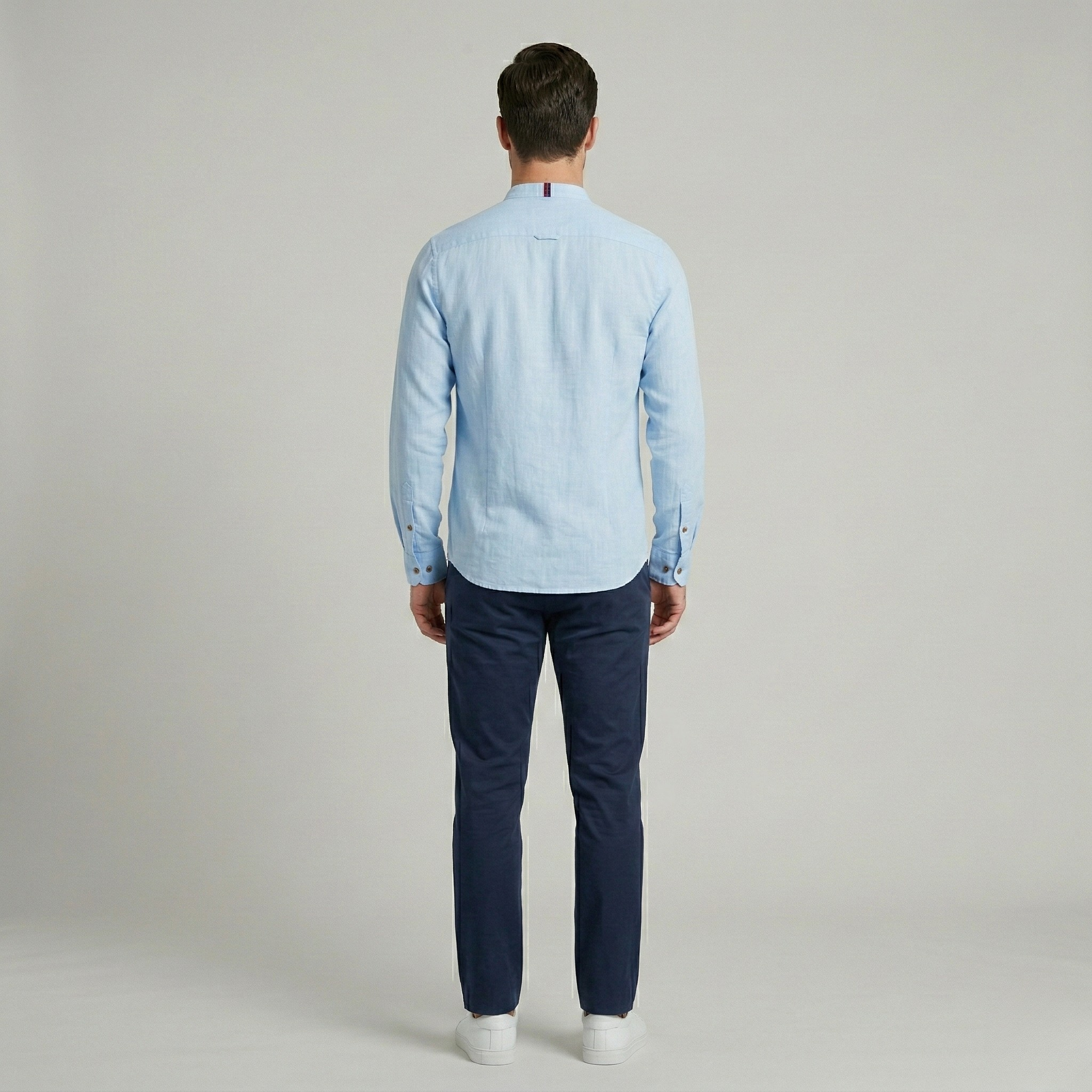 Herre langærmet skjorte i bomuldsblanding – Casual skjorte med knapper