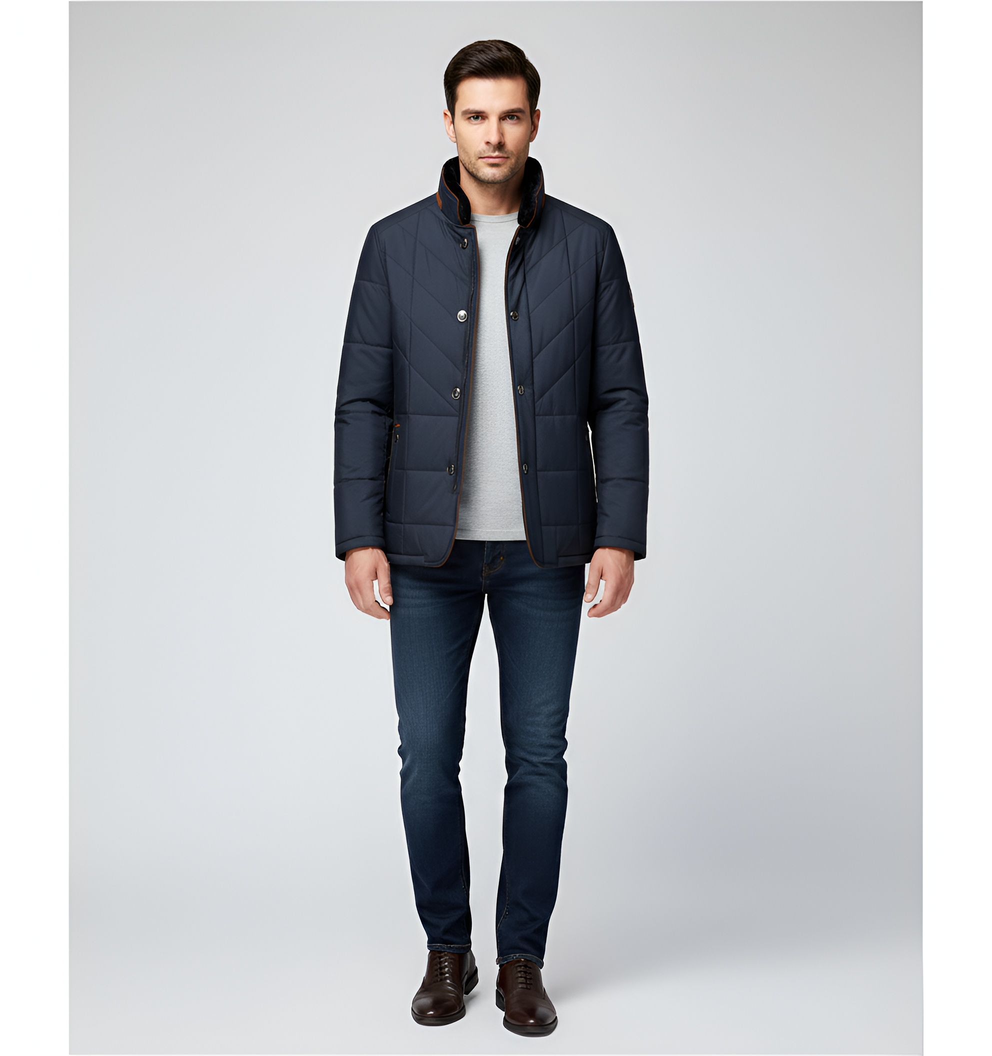 Chaqueta de invierno acolchada para hombre Bellivaro con cremallera y cuello