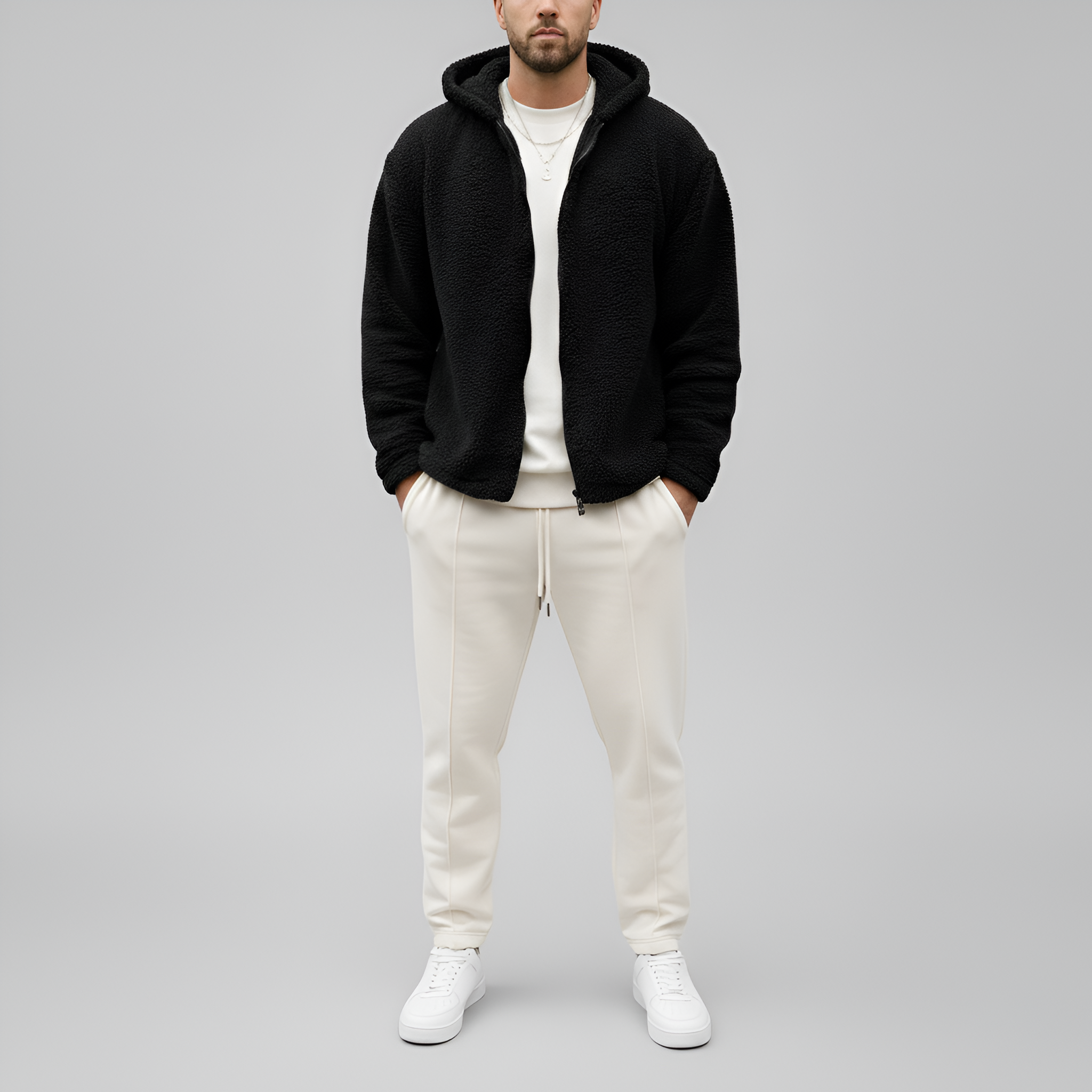 Bellivaro pánska fleecová bunda s kapucňou a zipsom