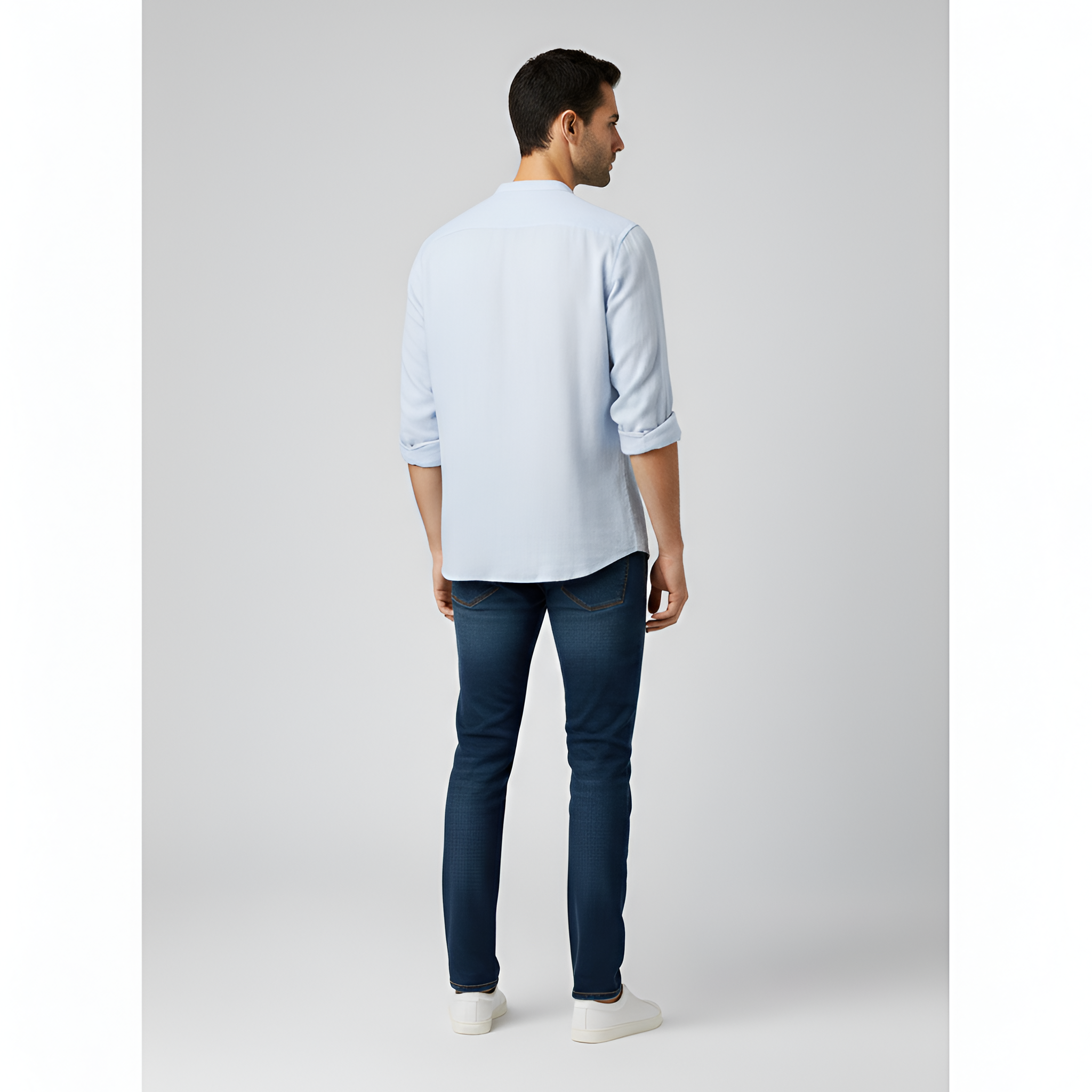 Camisa de lino para hombre con mangas largas y corte holgado