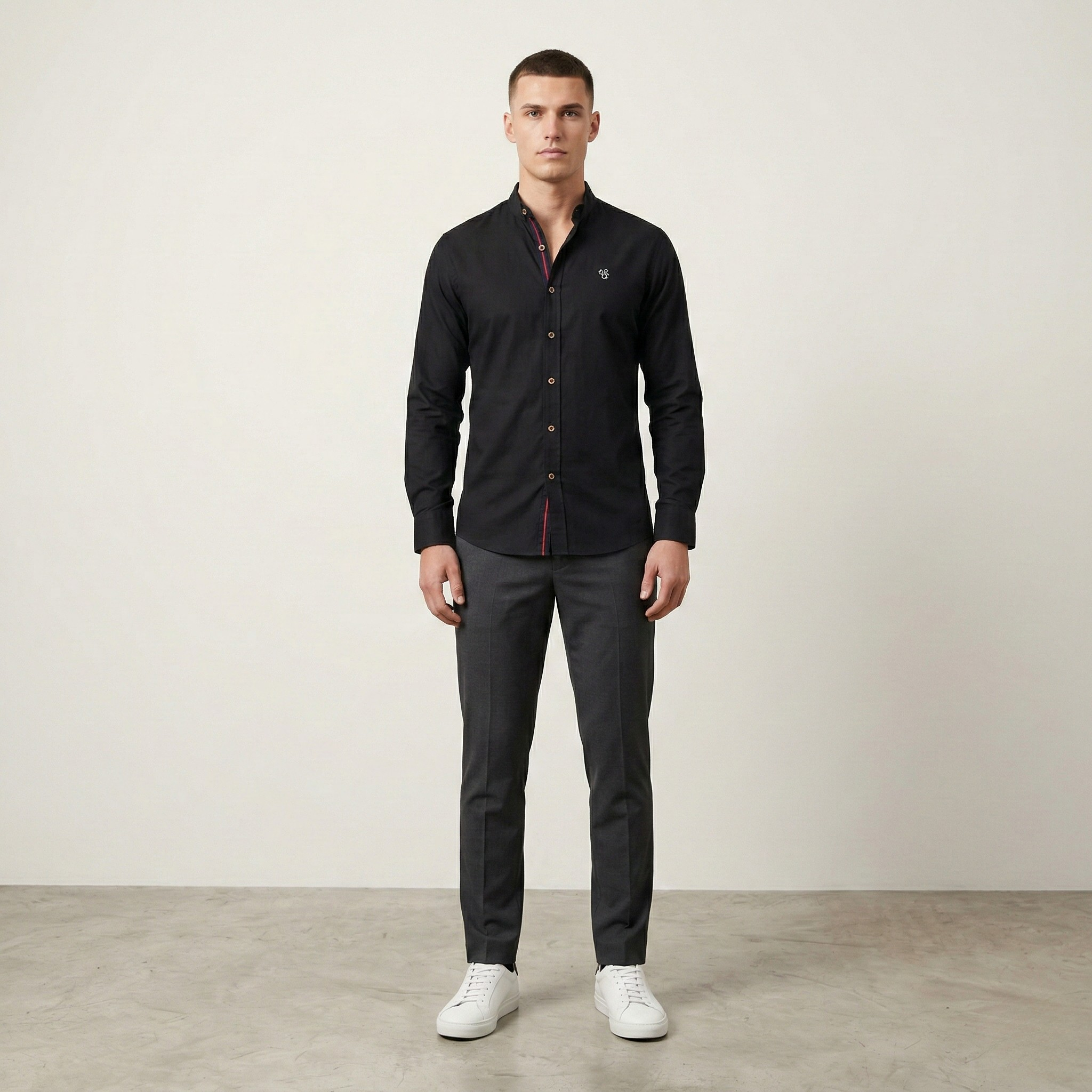 Herre langærmet skjorte i bomuldsblanding – Casual skjorte med knapper