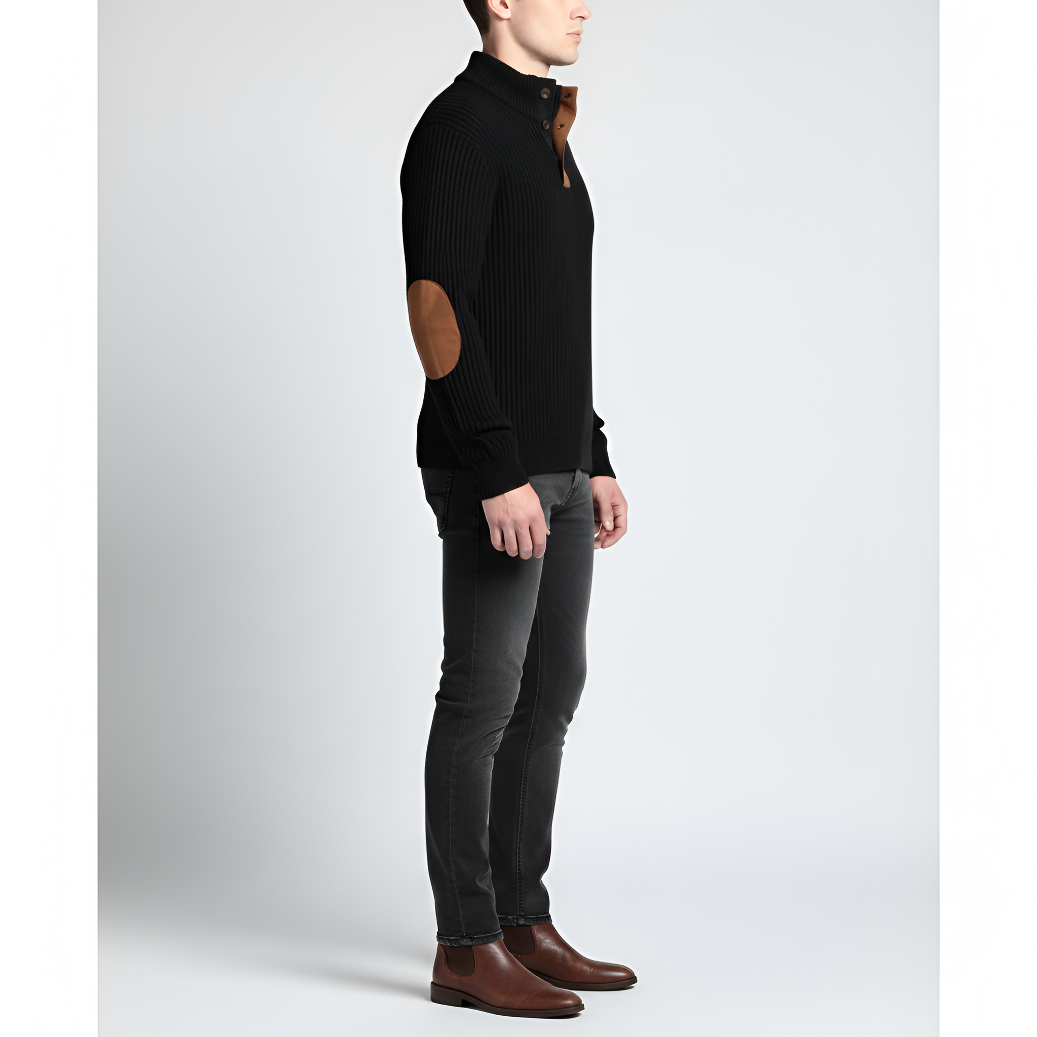 Bellivaro pánsky vlnený sveter s gombíkovým golierom, rebrovaný, klasický strih