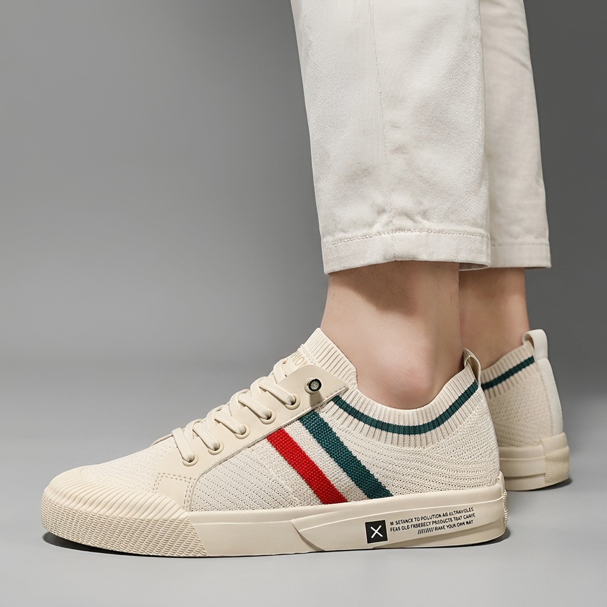 Herre Sneakers i Strik med Snørebånd Letvægts Casual Sko til Hverdag