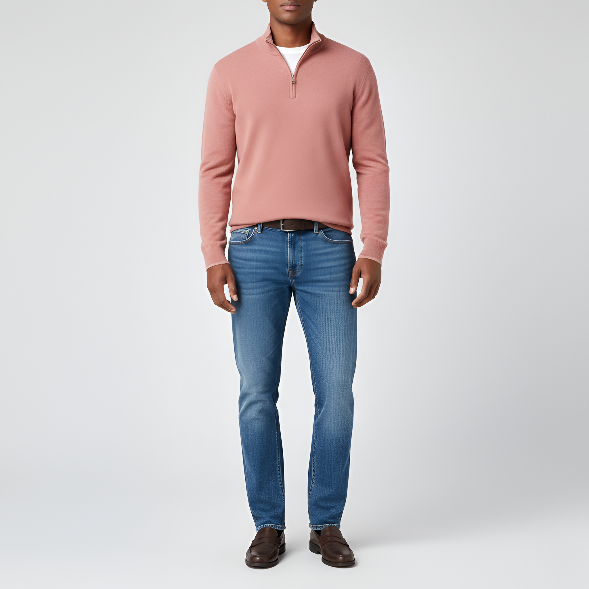 Pull à col zippé mi-haut Bellivaro pour homme, manches longues, coupe classique