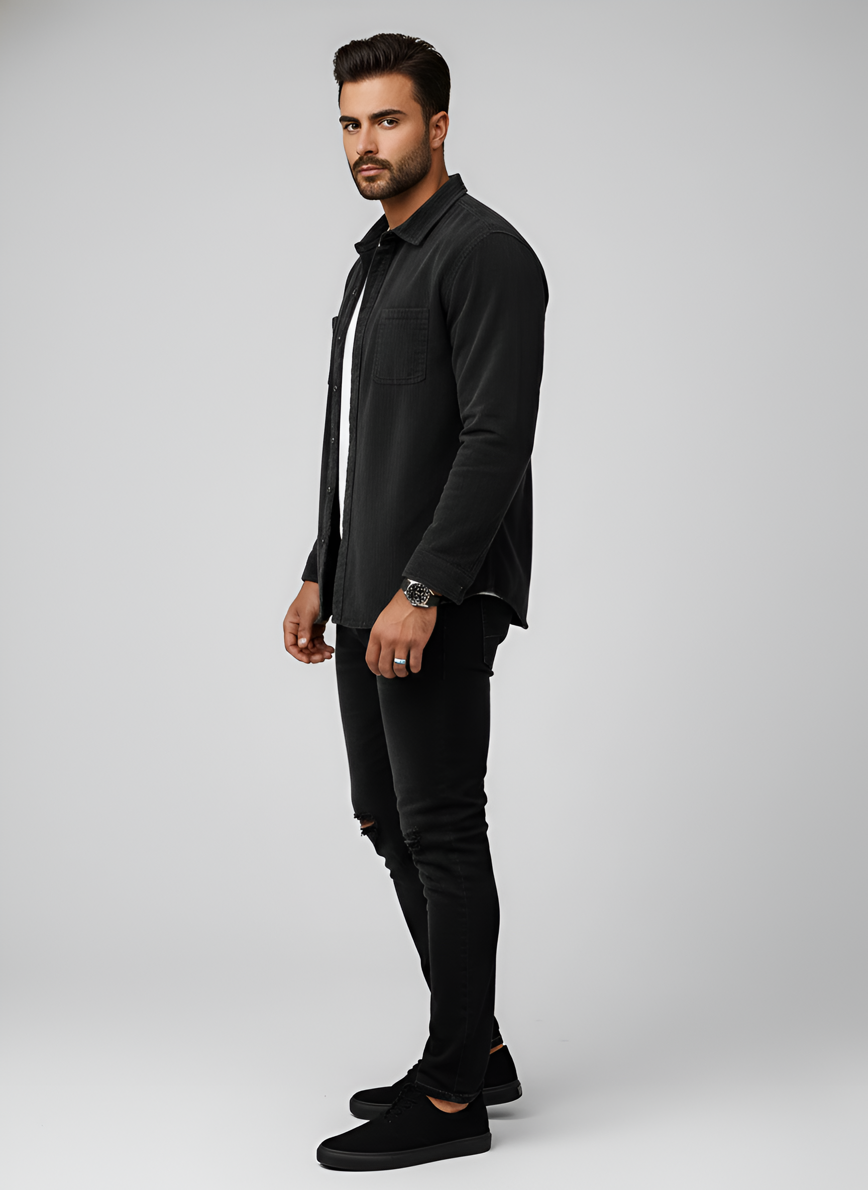 Bellivaro ανδρικό πουκάμισο κορντόρι από βαμβάκι casual με μακριά μανίκια