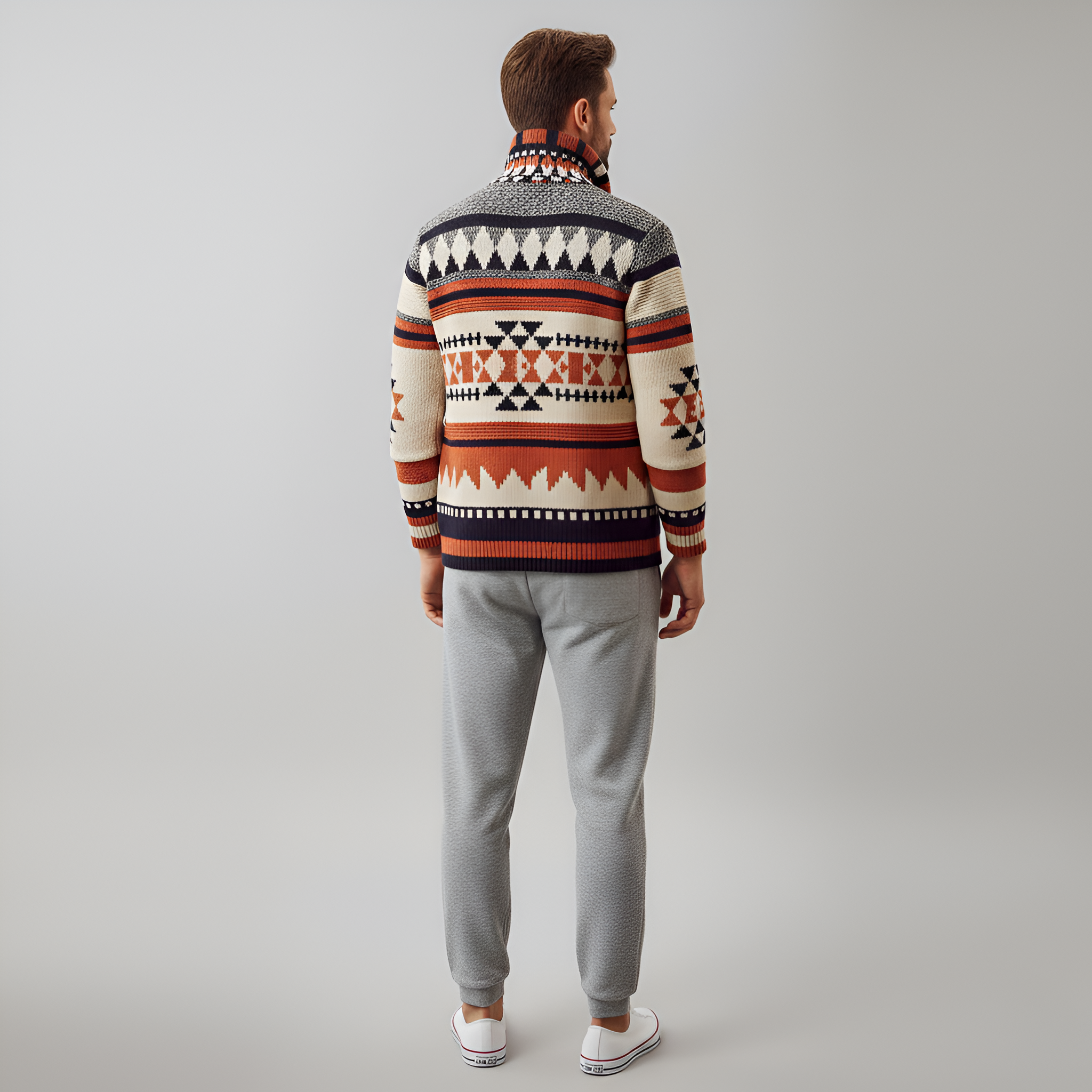 Bellivaro ανδρική πλεκτή ζακέτα με ρετρό σχέδιο