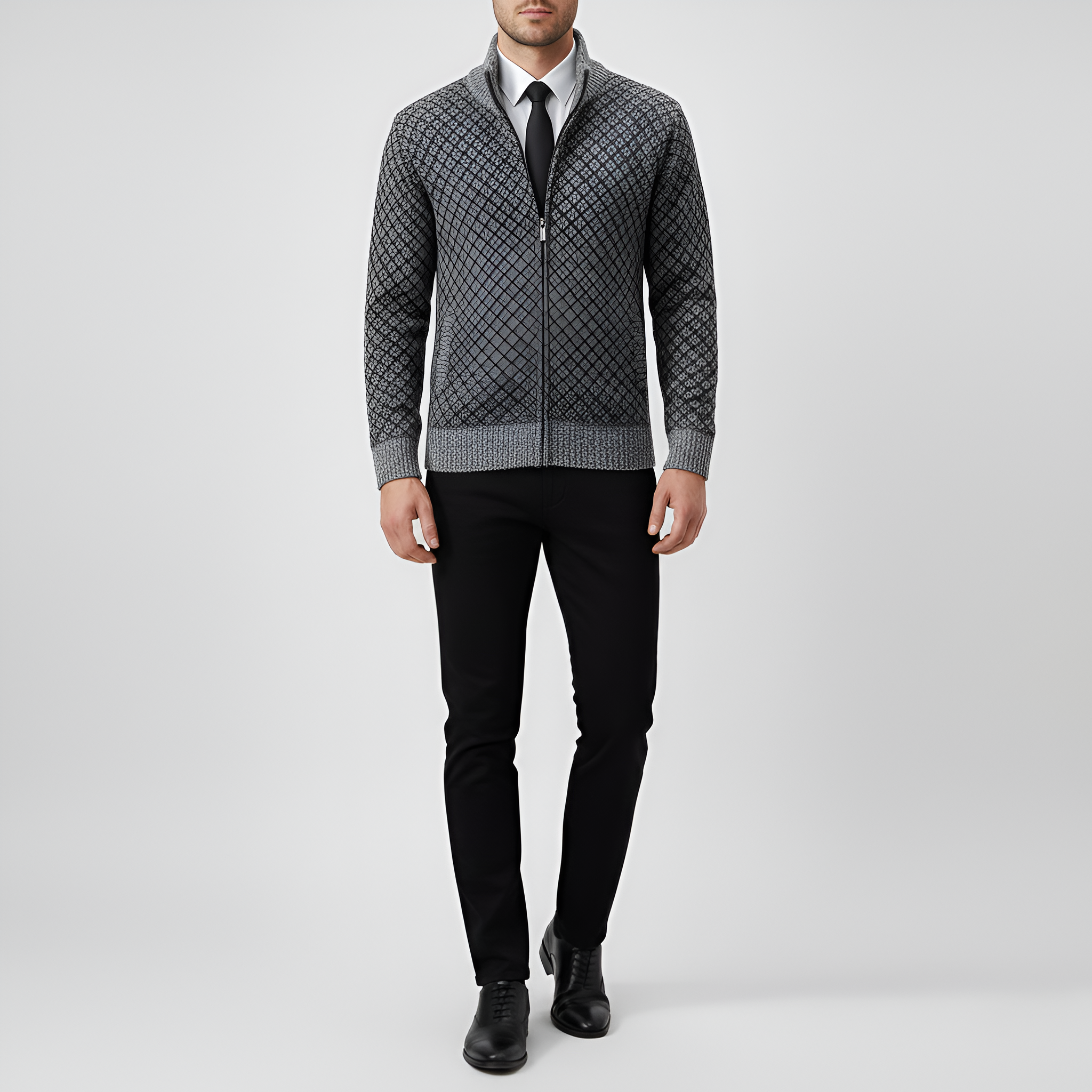 Bellivaro férfi gyapjúkeverék cipzáros pulóver