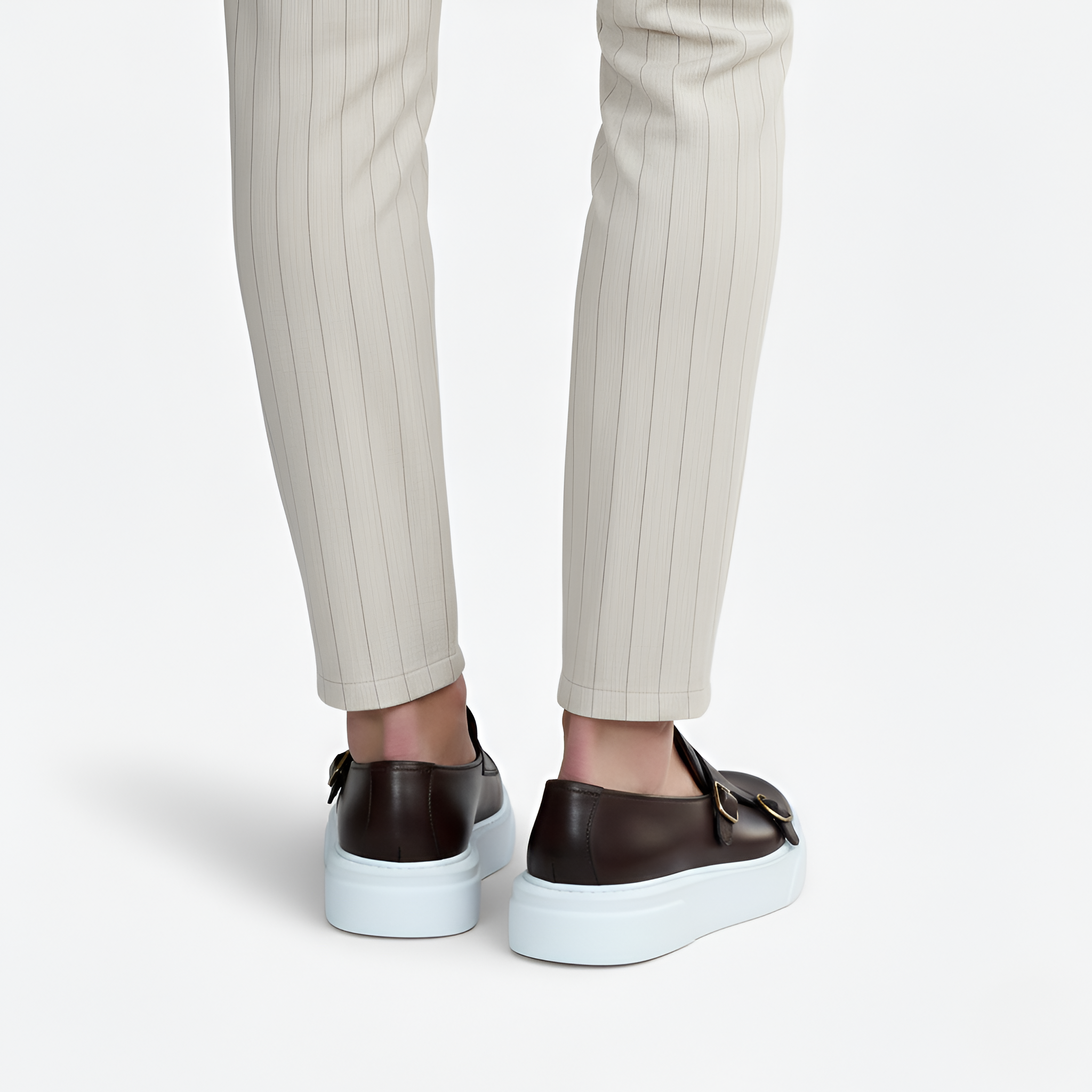 Herre loafers i læder med spænde og slip-on design