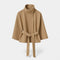 Damen Cape-Mantel mit Bindegürtel – Kurzer Schnitt